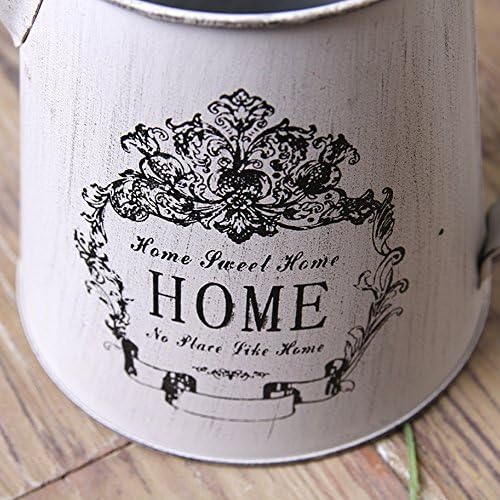 Antique French Country Rustic Metal Jug Vase Gray