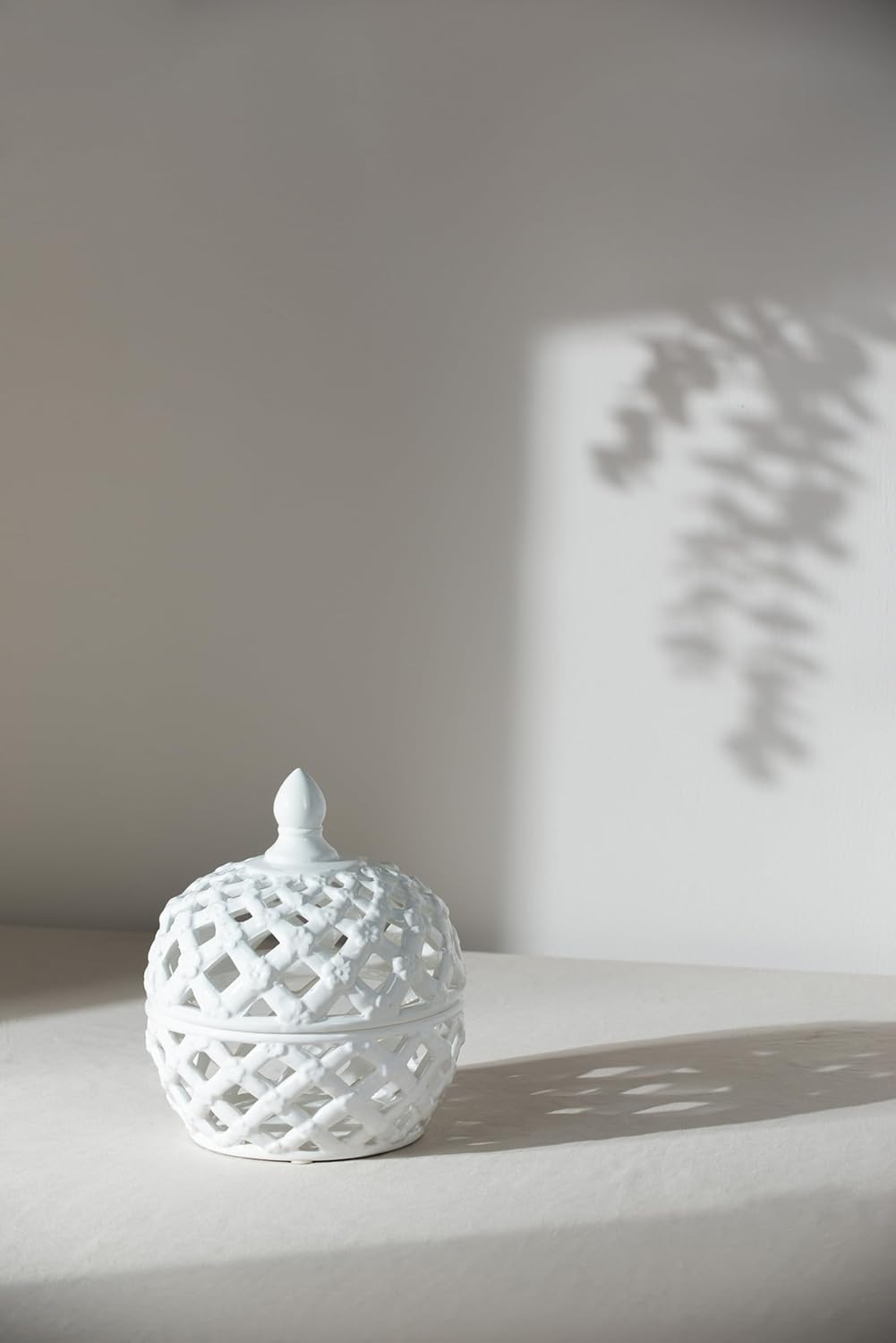 Adorable Ceramic Lidded Jar with Lattice Design 8x8x95