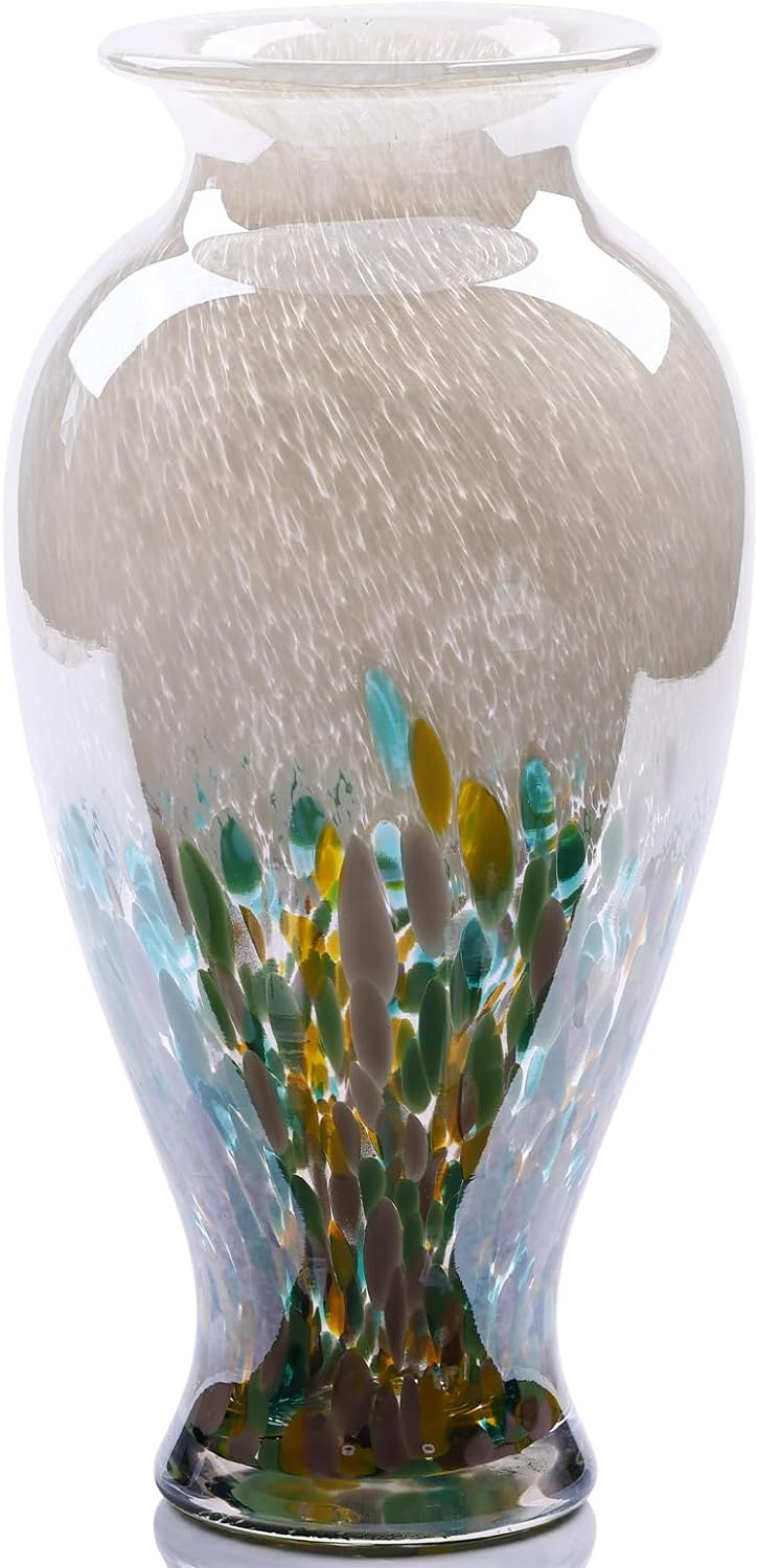 118 Tall Green Blown Glass Vase with Unique Design