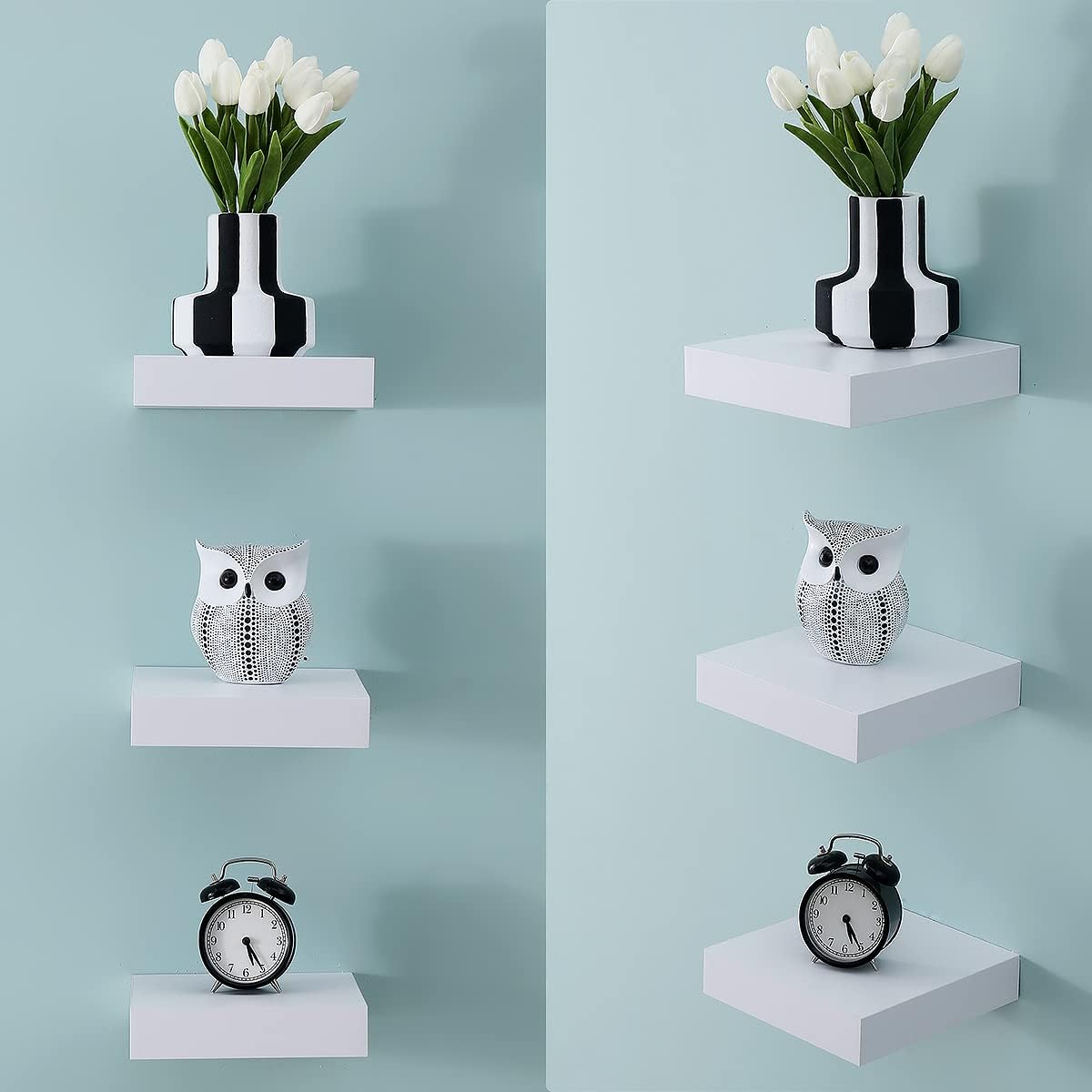 WELLAND 9 14 Inch White Floating Shelves for Wall