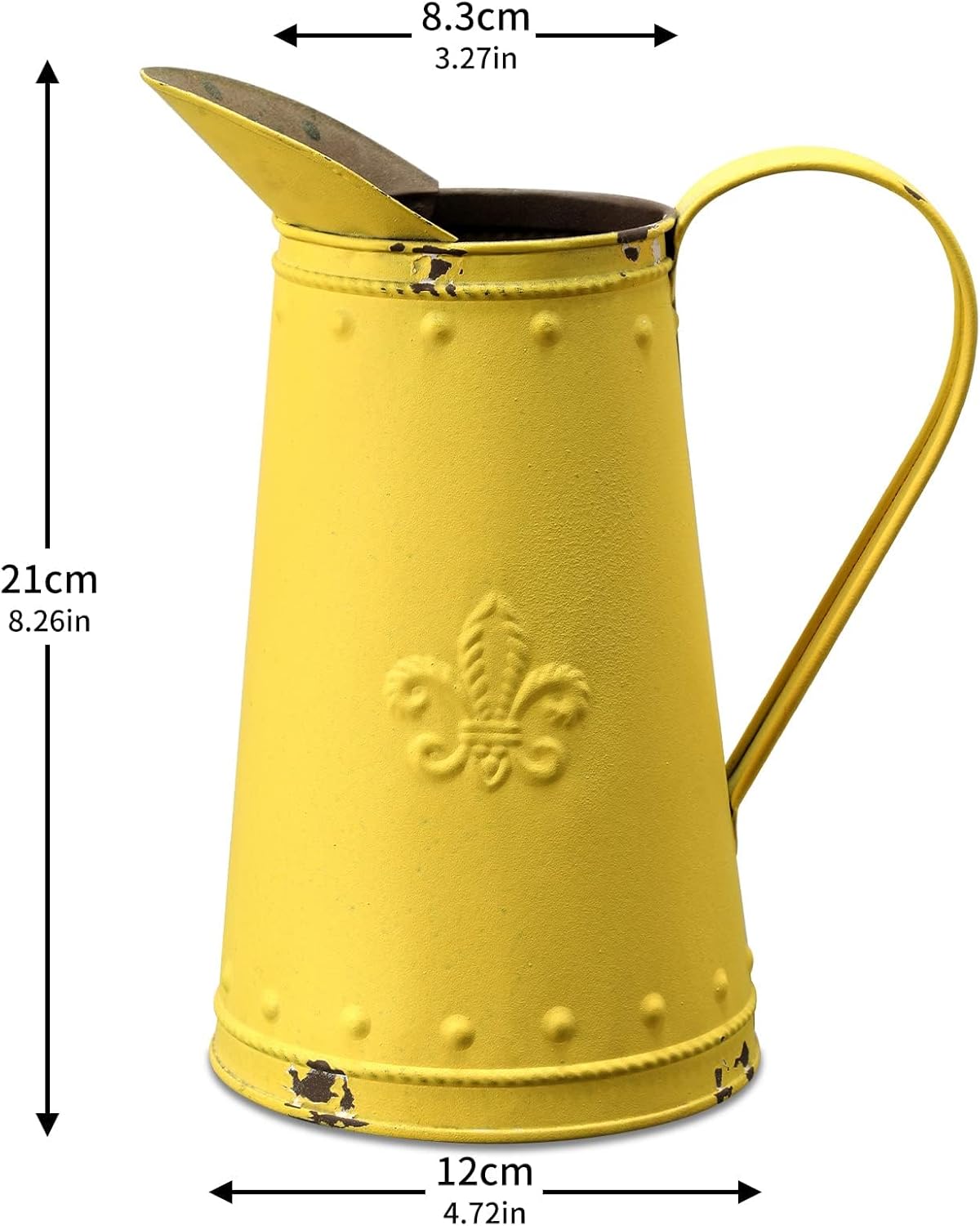 French Style Shabby Chic Metal Flower Vase Yellow