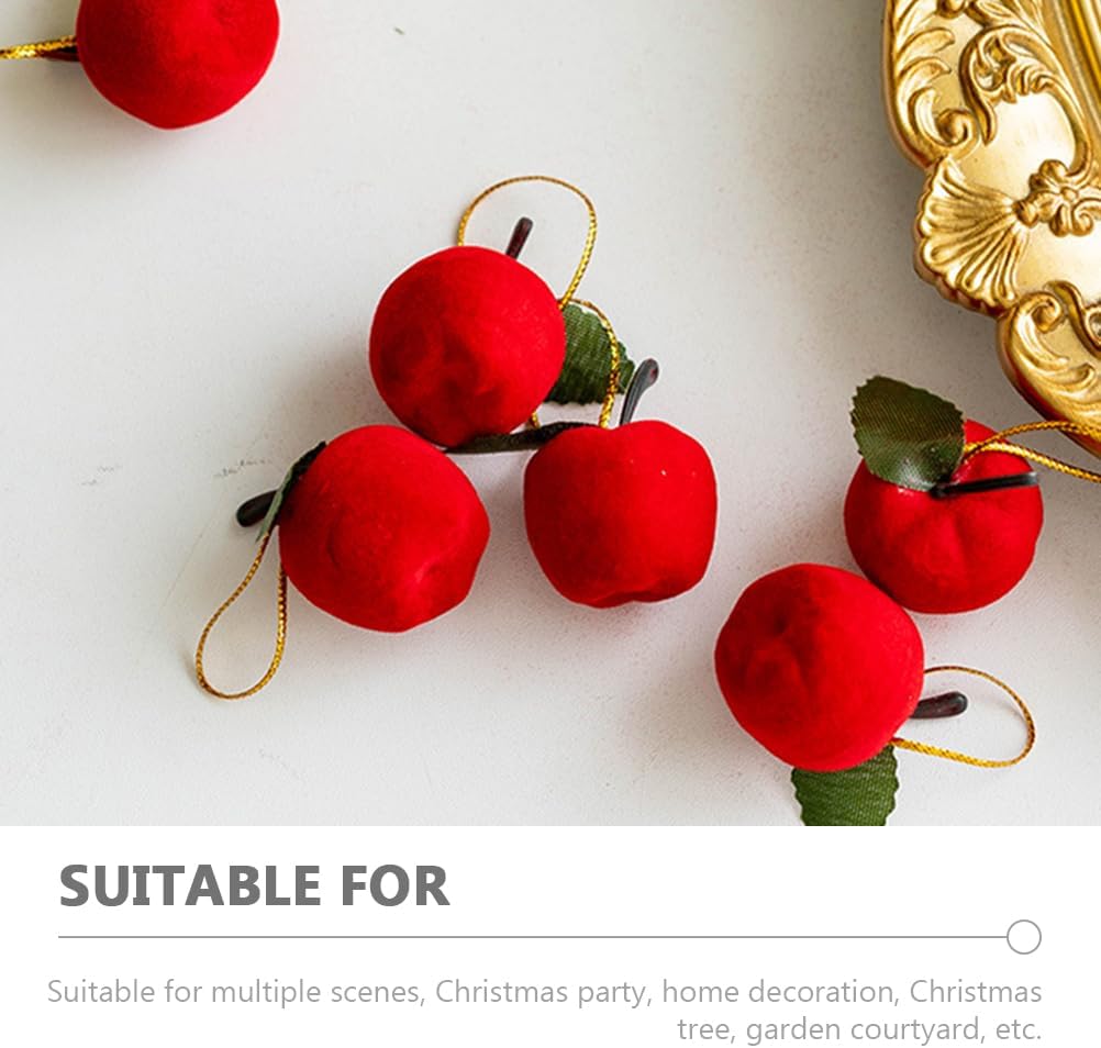 LOGOFUN 60Pcs Apple Tree Plush Ornaments for Holiday Decor