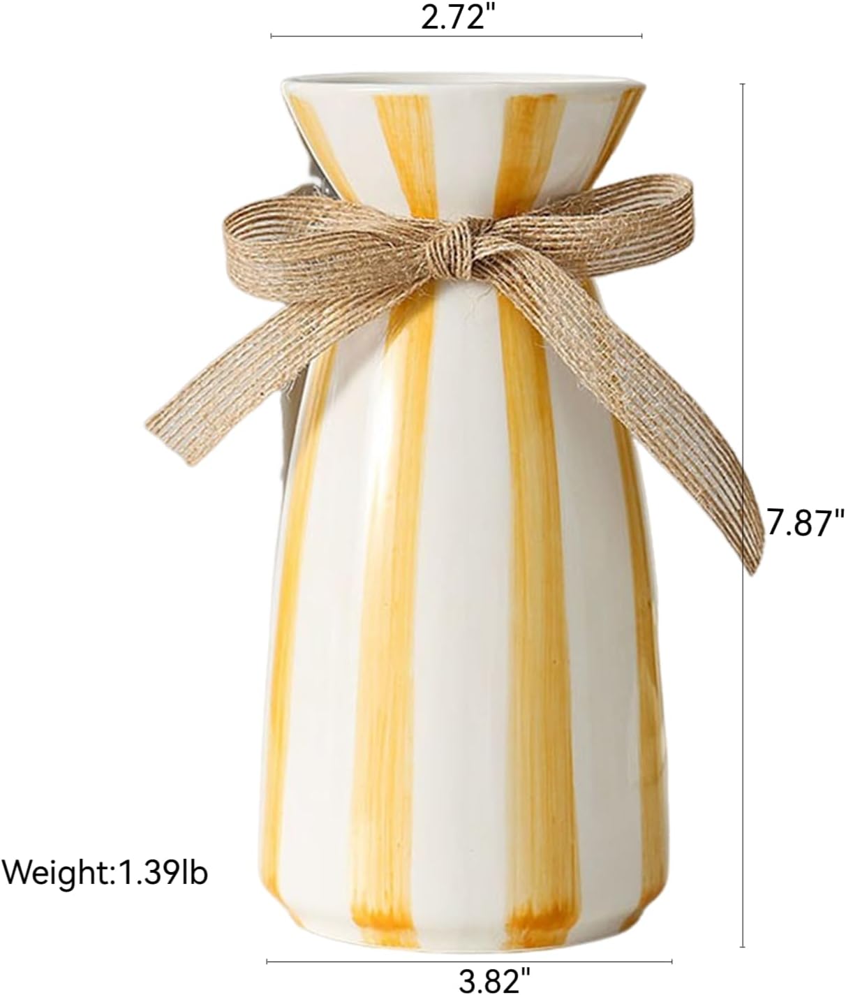 Luoshanvee Small White Porcelain Vase with Yellow Stripes