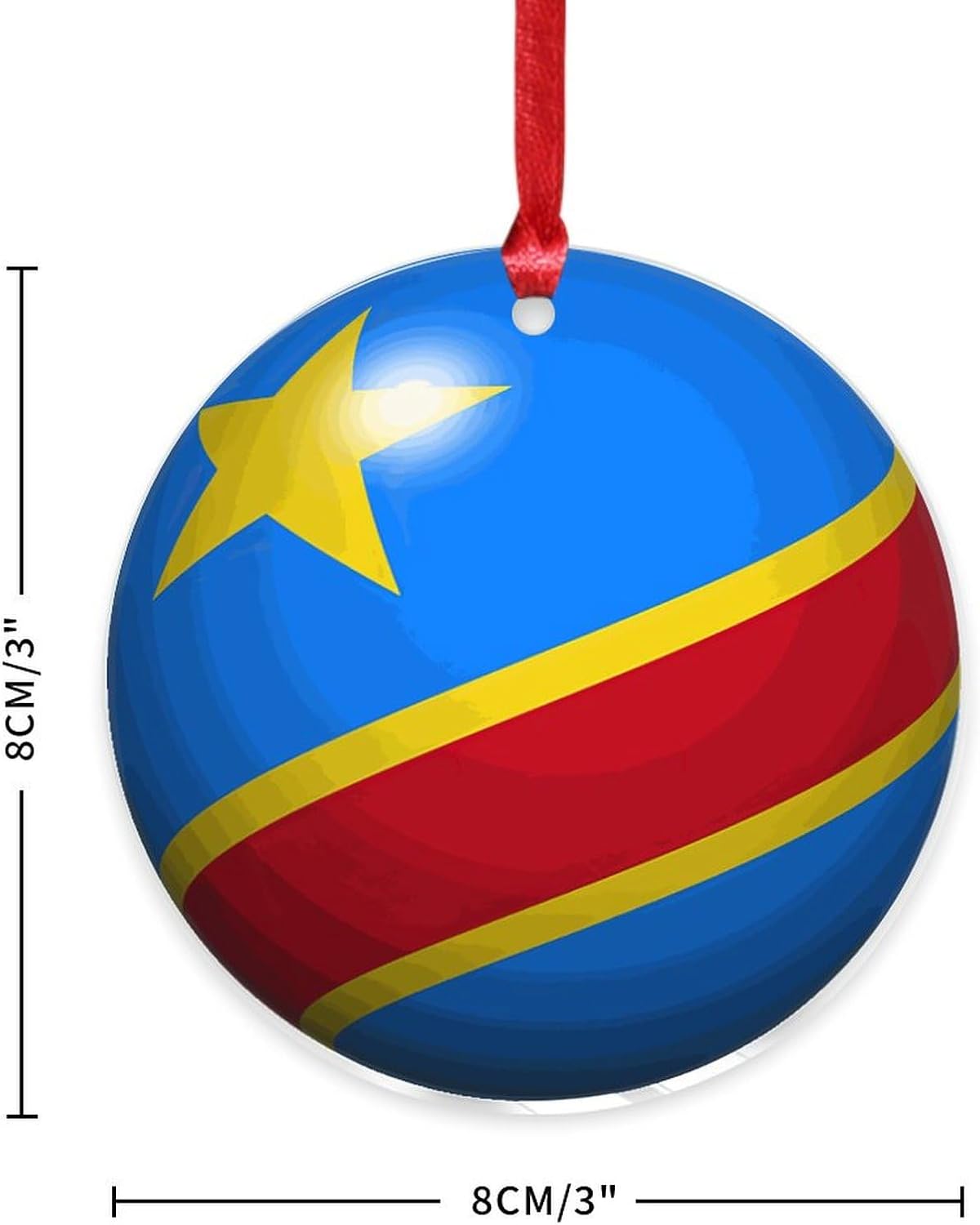 3 Inch Acrylic Christmas Ornaments 2024 Congo Flag Decor Bunting Hanging Baubles