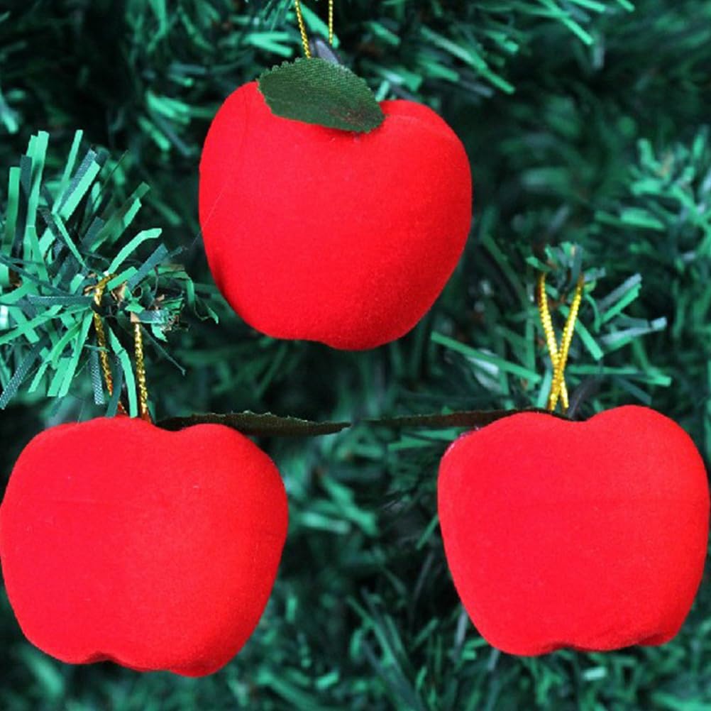 LOGOFUN 60Pcs Apple Tree Plush Ornaments for Holiday Decor