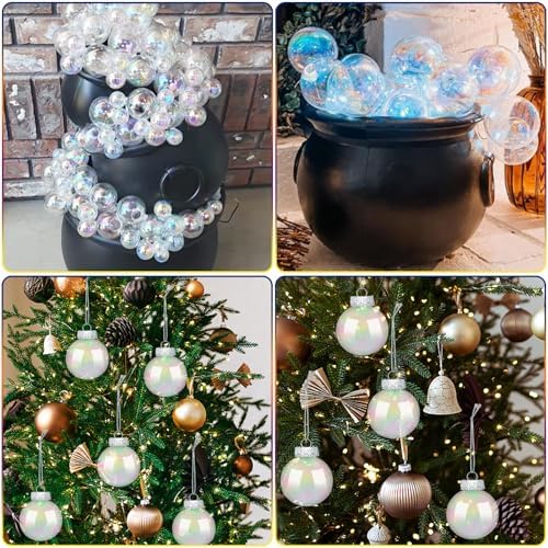 12 Pcs Clear Iridescent Ornaments Balls 315 Inch Rainbow Christmas Decor