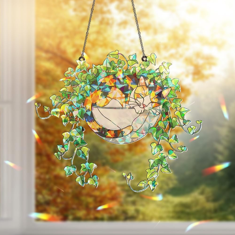 Whimsical Cat Hologram Hanging Ornament