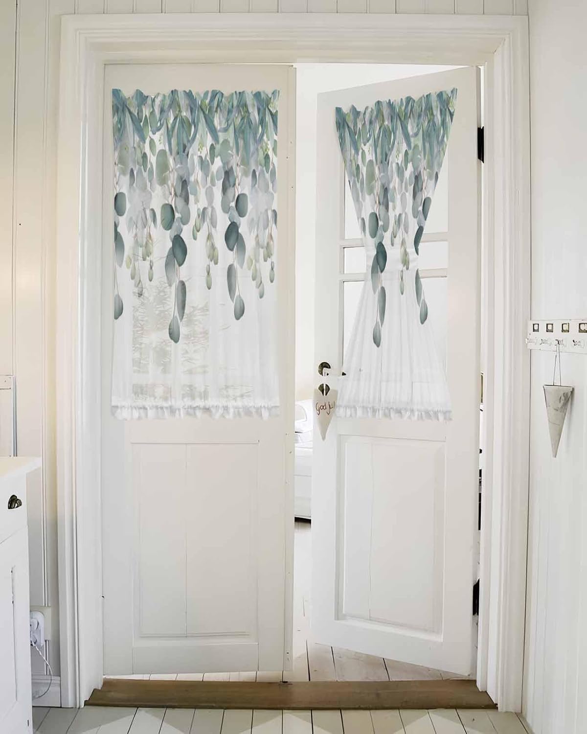 PANJINEXT Door Curtains 54x40 Sheer Privacy Drapes