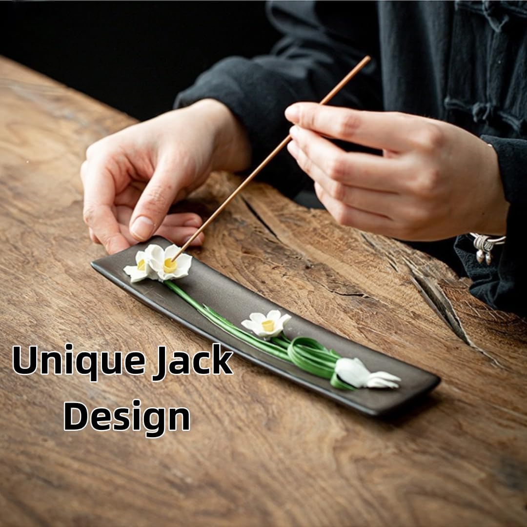 Ceramic Incense Holder with Peony Design Pink