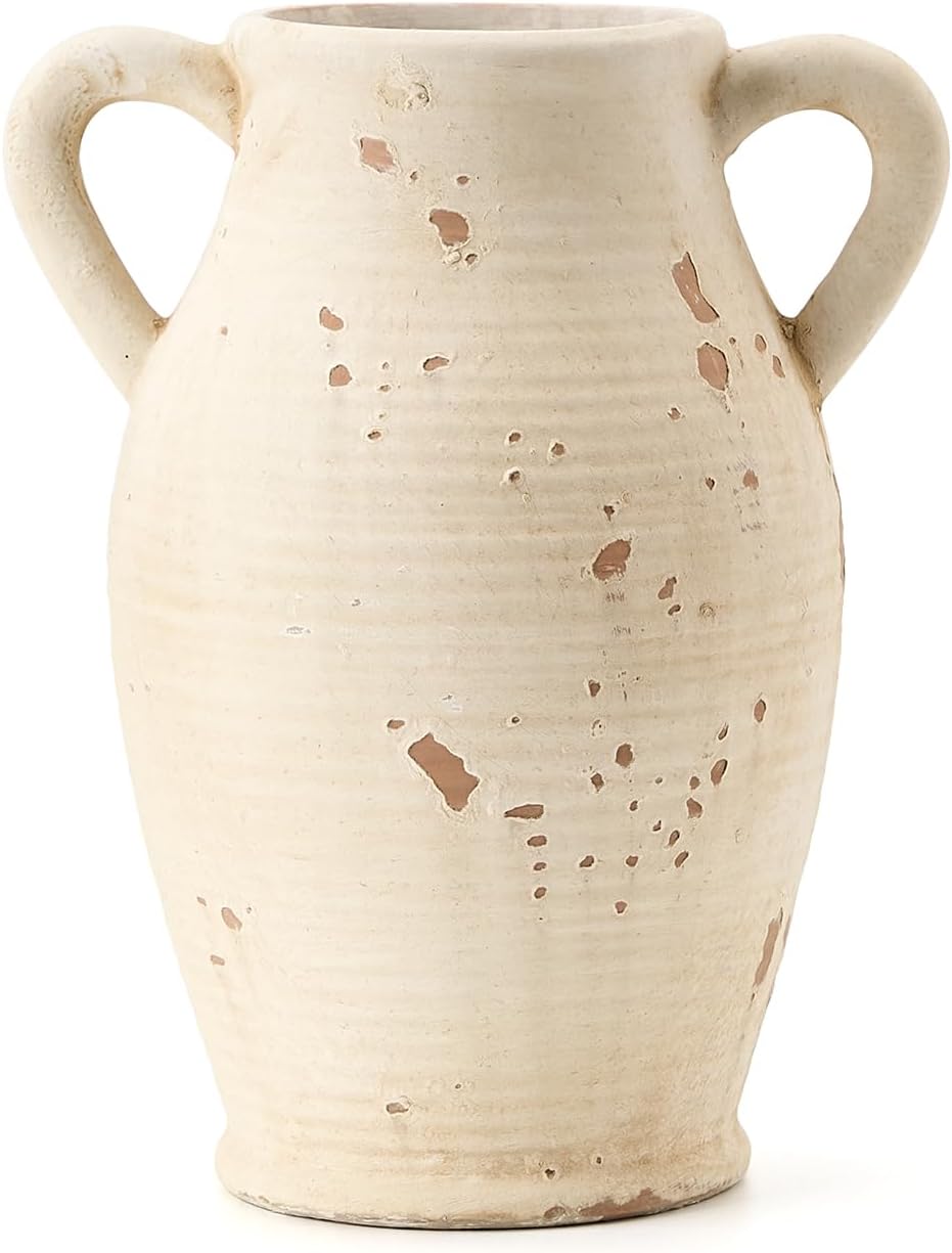 Large Ceramic Rustic Vase with 2 Handles 98 Inch