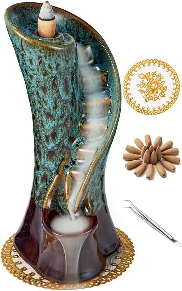 Unique Cloud Stairs Ceramic Incense Holder with Backflow Cones