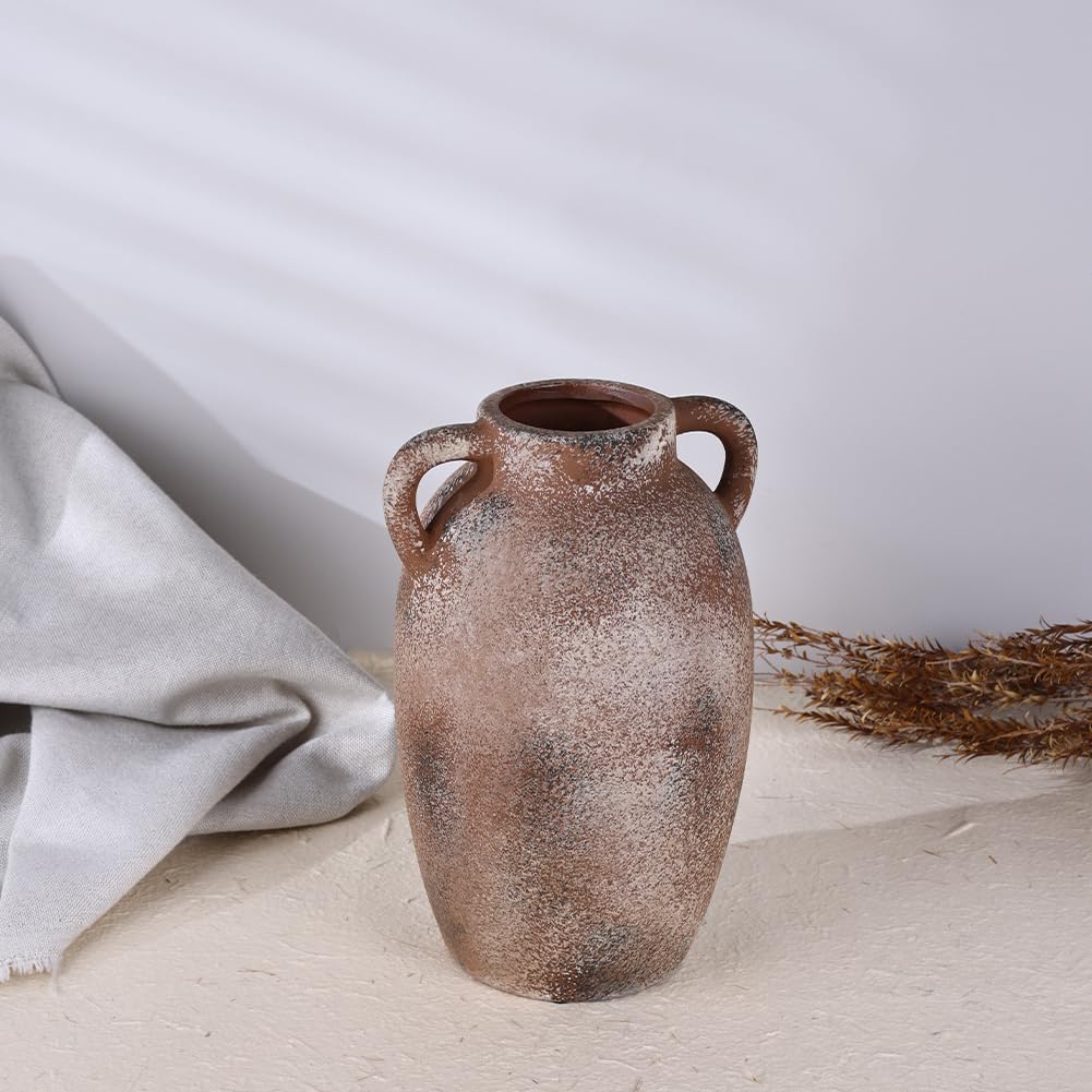 Rustic Ceramic Vase with 2 Handles