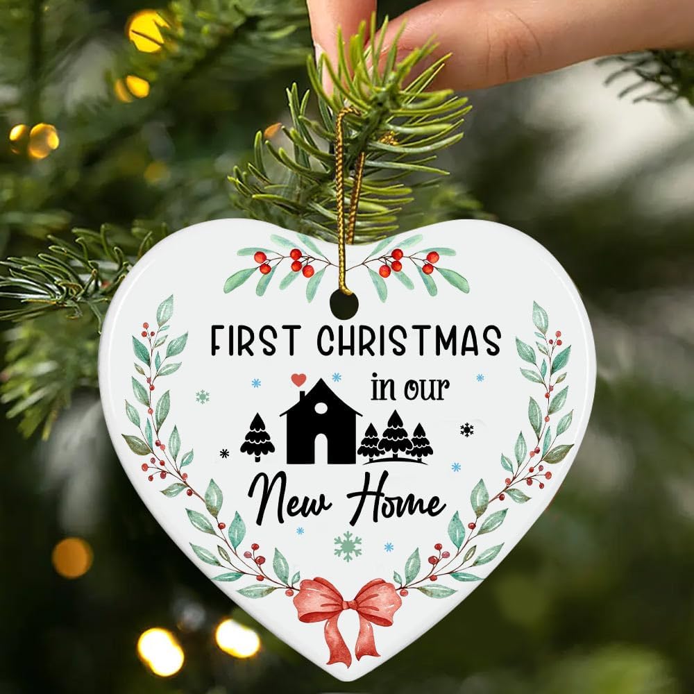 First Christmas In Our New Home Ornament - Heart Shaped Housewarming Decoration