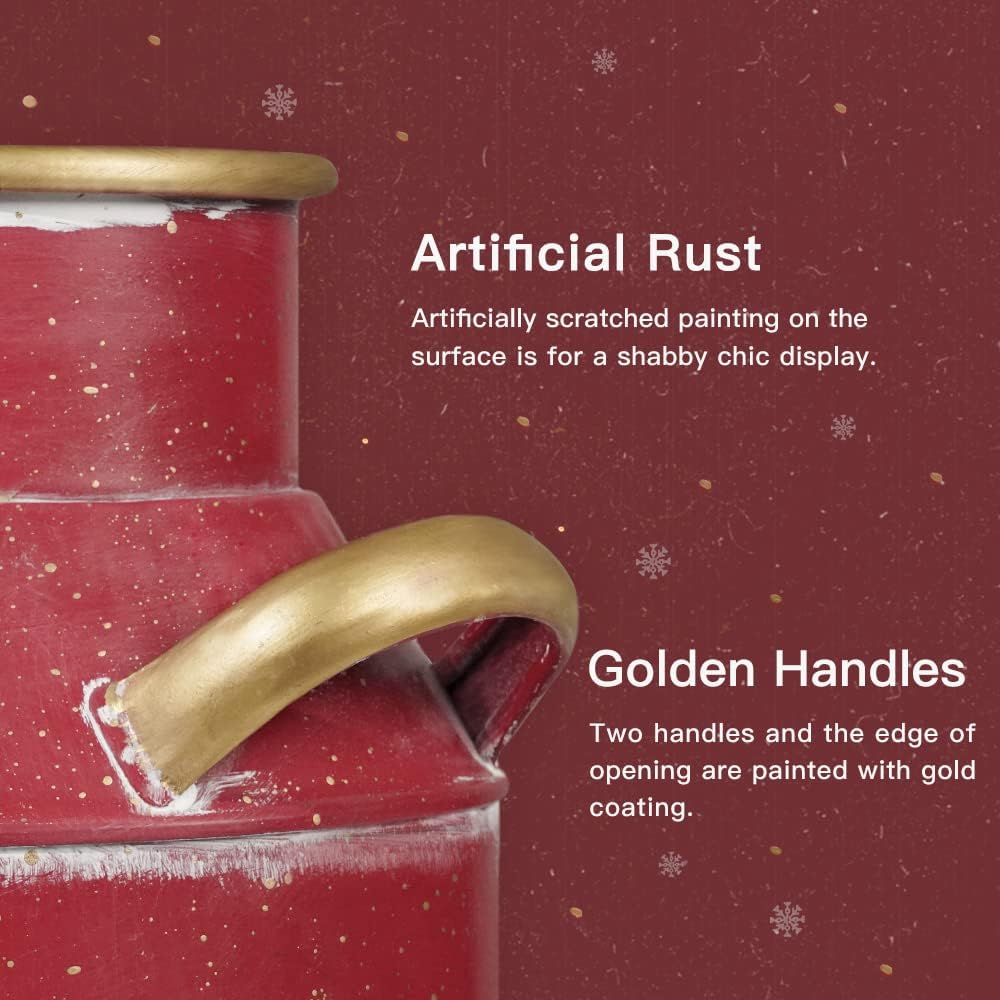 Putuo Decor Metal Flower Vase 10 Inch Rustic Shabby Chic Galvanized Milk Can