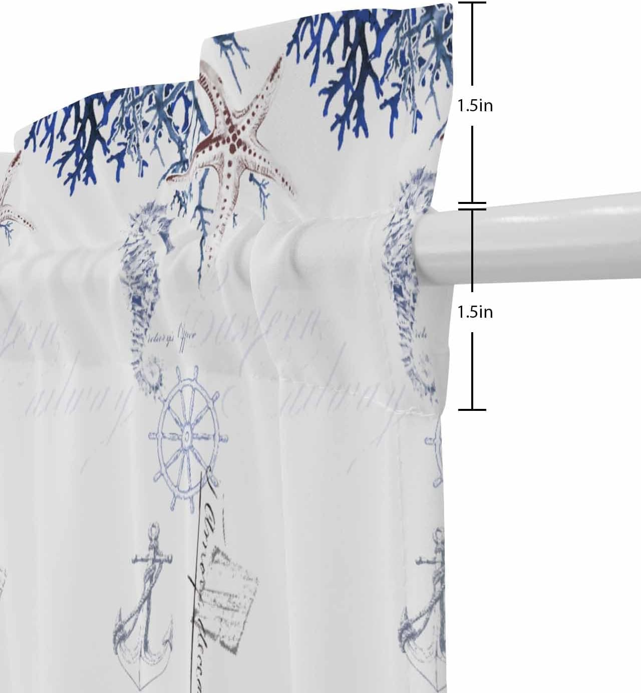 Vintage Ocean Door Curtain with Tiebacks for French Doors