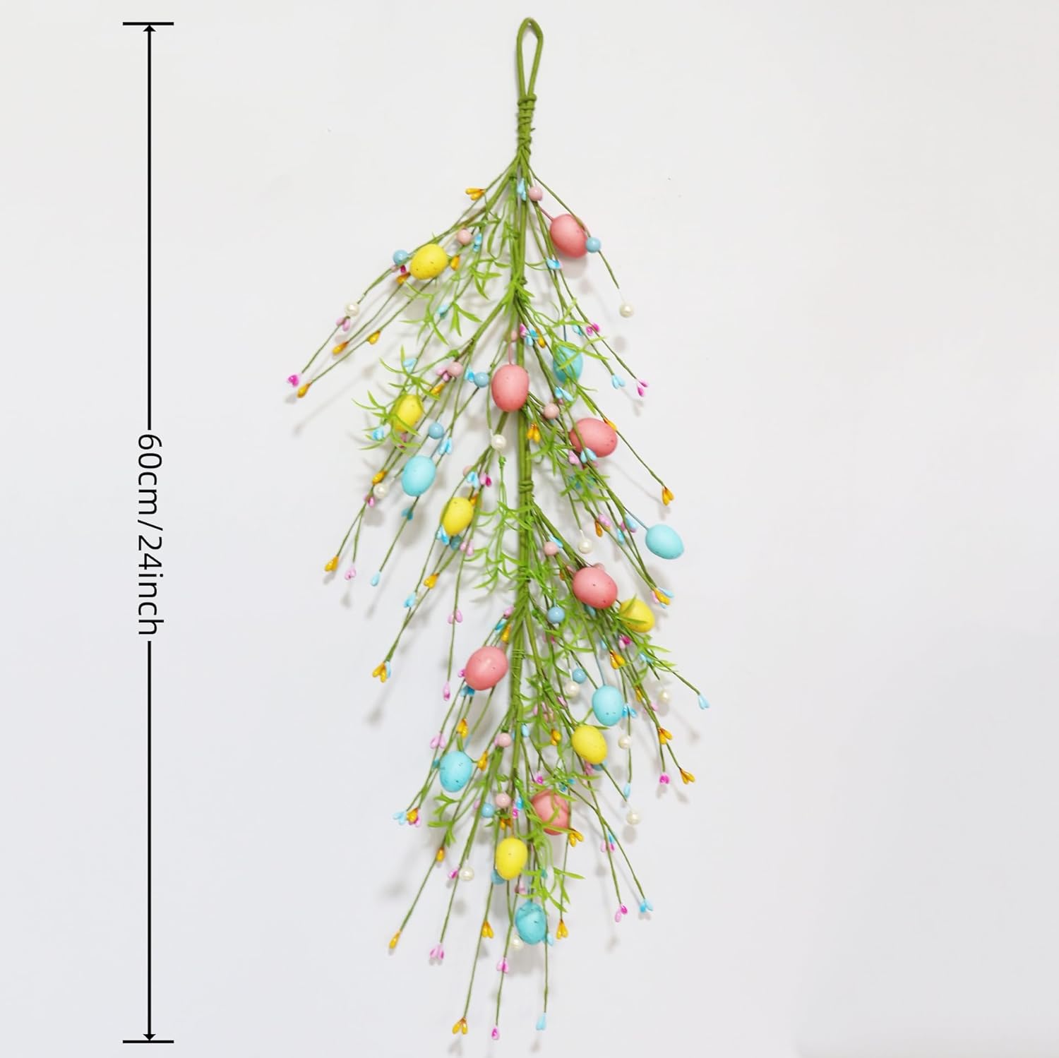24 Inch Spring Easter Wreath with Pastel Egg and Pearl Garland