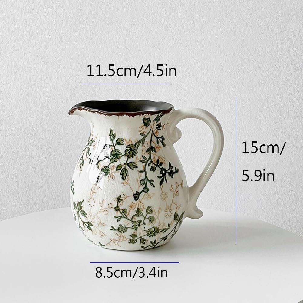 Green Flower Vase for Chinoiserie Decor Ceramic Porcelain Pitcher Vase A1
