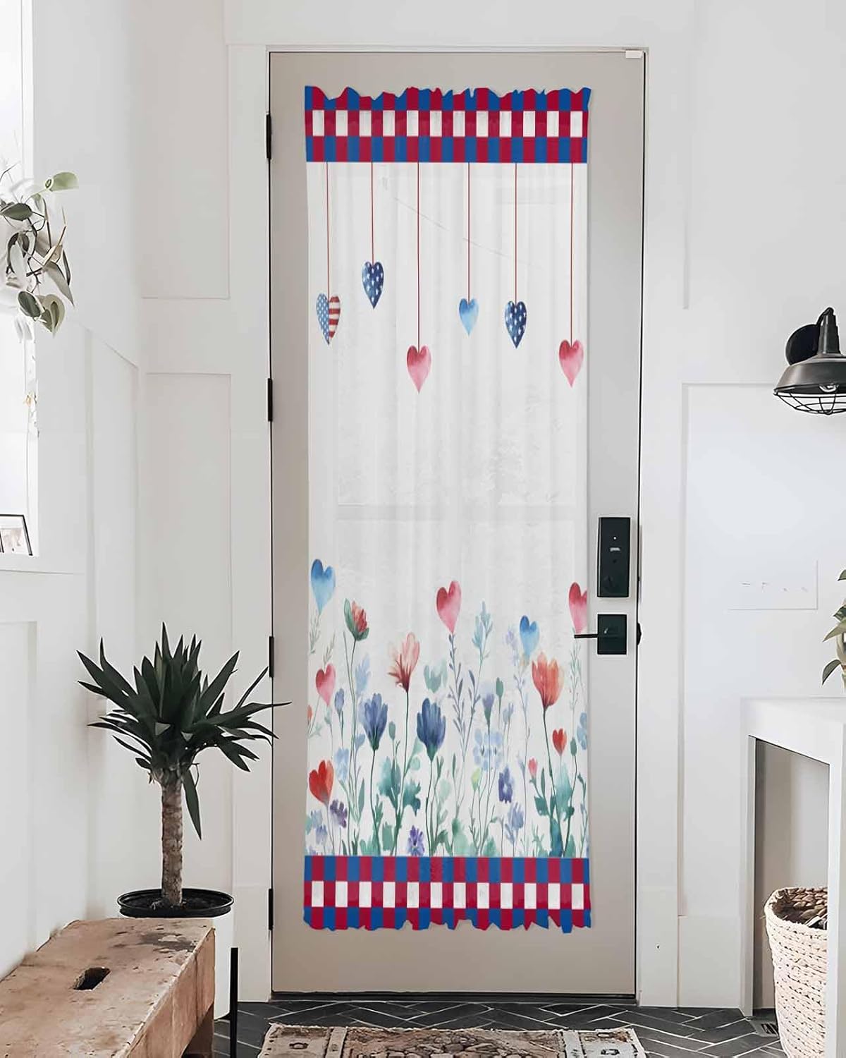 PANJINEXT Door Curtains 54x72 Wildflower Plaid Panel