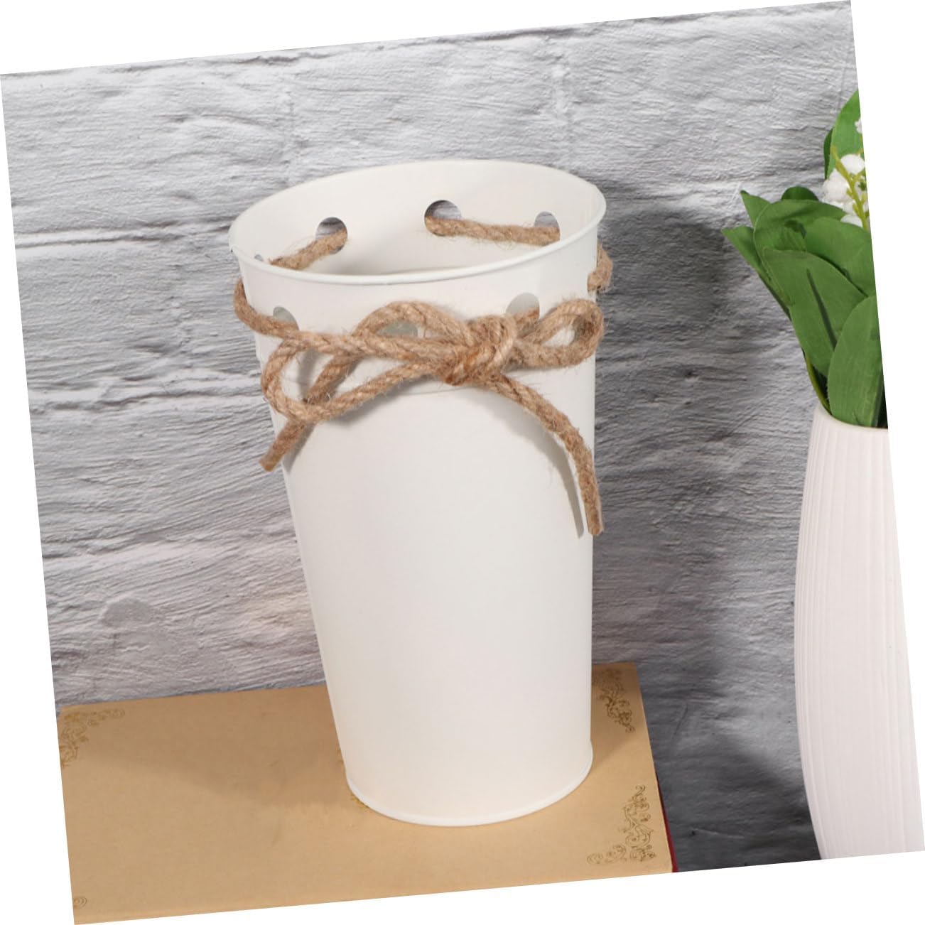 Cabilock Vintage Iron Bucket Flower Vase Decor