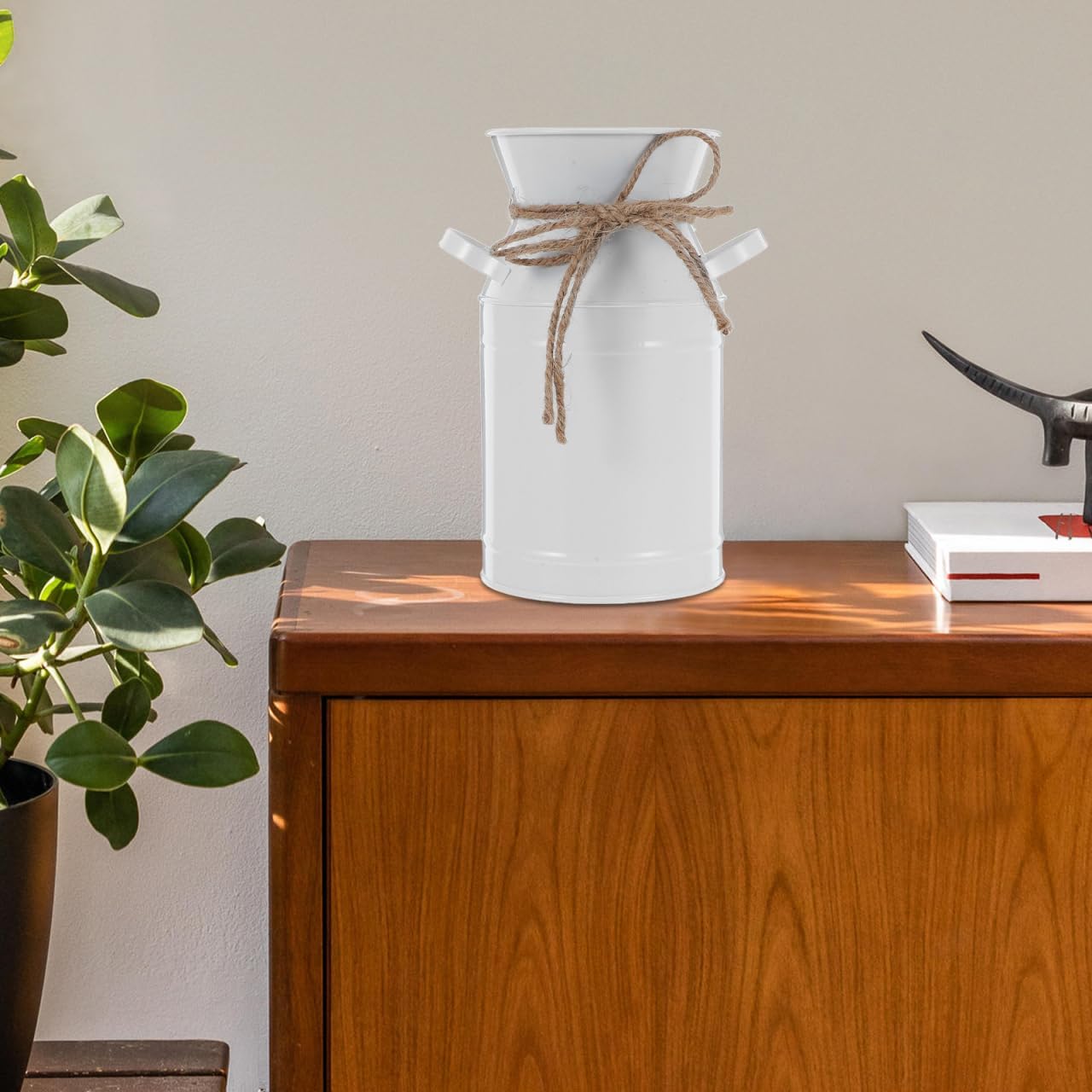 BESPORTBLE Vintage Galvanized Milk Can Jug Vase Rustic Flower Bucket Decor White