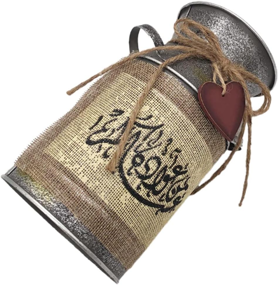 Retro Bucket Iron Flower Vase for Home Decor and Arrangement