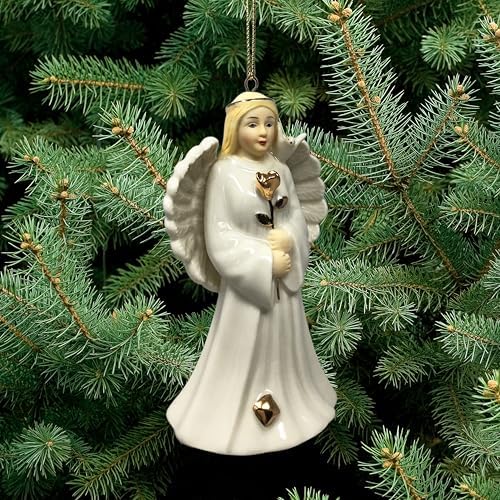 Angel Ornament - Porcelain with Gold Trim - 4 Inch Tall