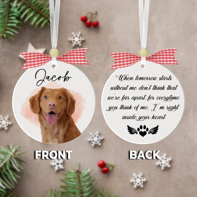Personalized Dog Memorial Ornament Pet Loss Gift Christmas Decoration