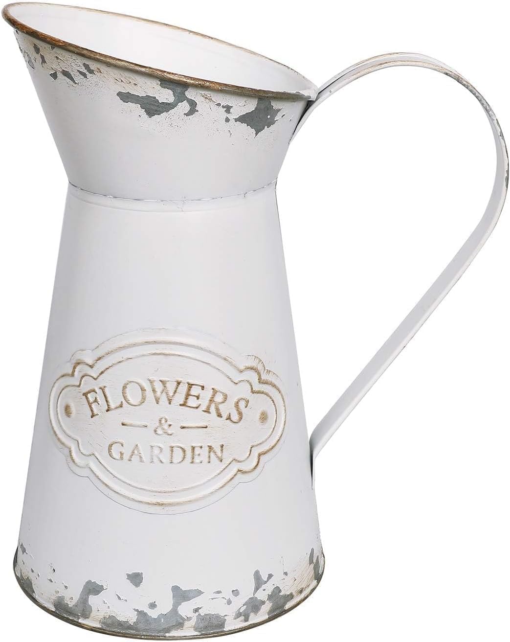 Rustic Metal Flower Vase with Shabby Chic Design