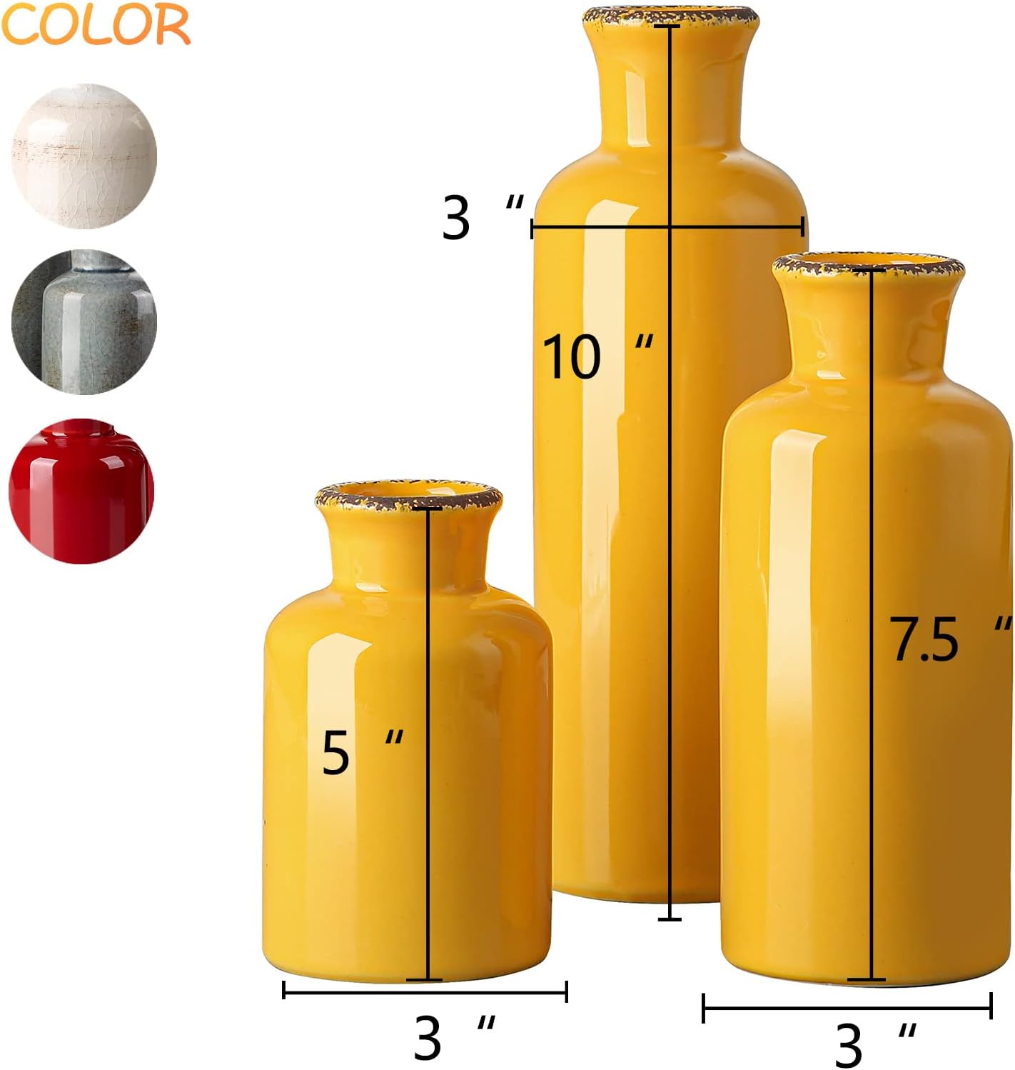 CwlwGO Yellow Ceramic Vase Set Modern Decor