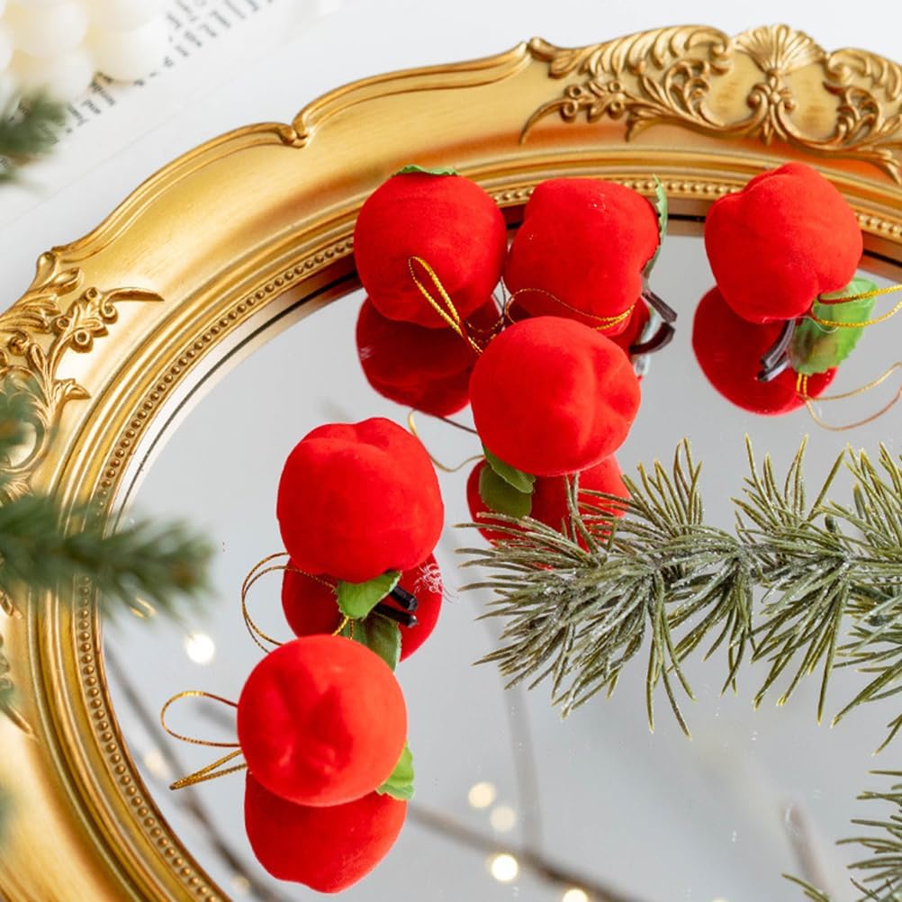 LOGOFUN 60Pcs Apple Tree Plush Ornaments for Holiday Decor