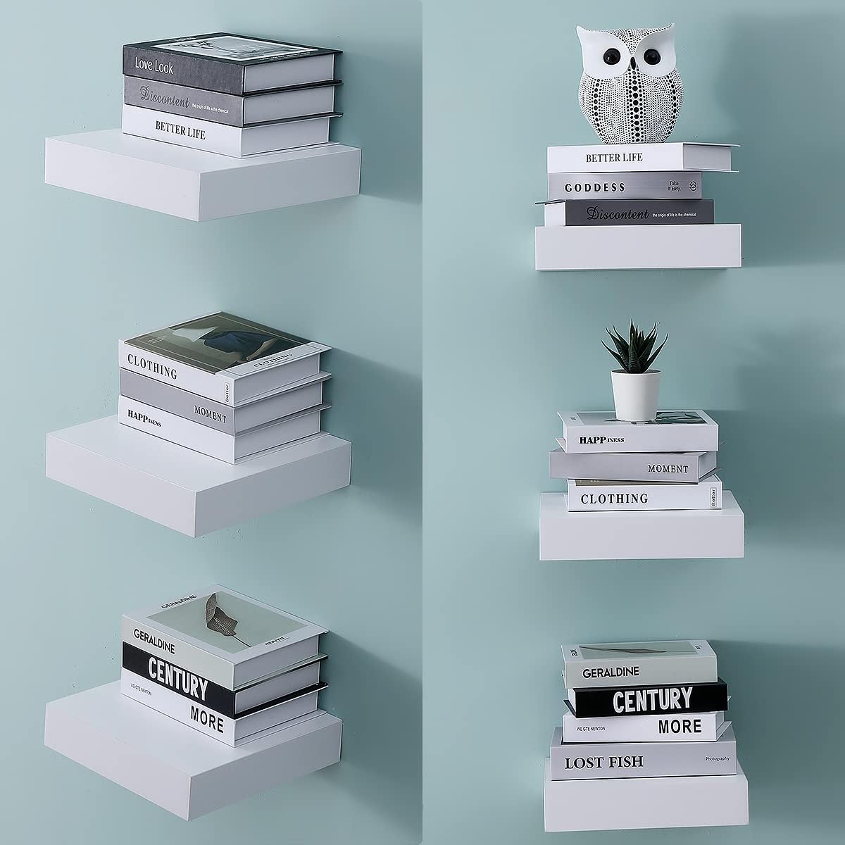 WELLAND 9 14 Inch White Floating Shelves for Wall