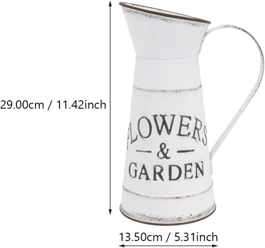 DOITOOL Rustic White Vase with Galvanized Look