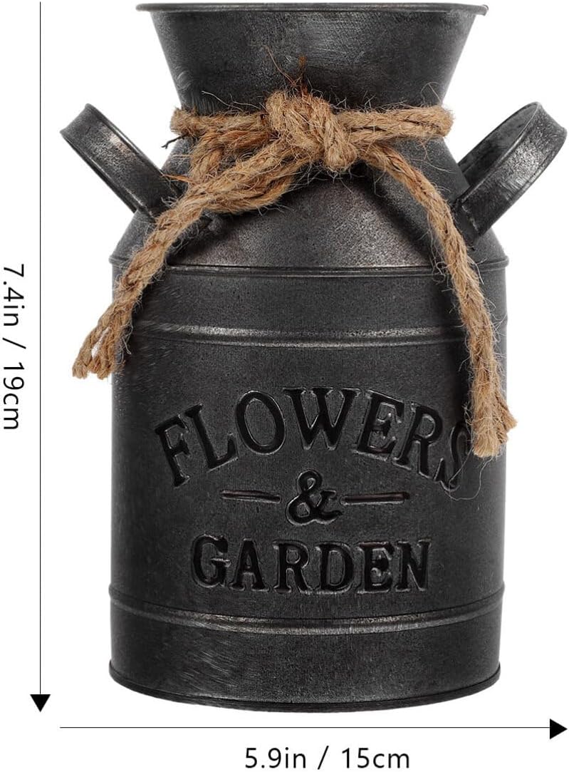 Vintage Galvanized Flower Jug Decorative Planter for Home and Kitchen