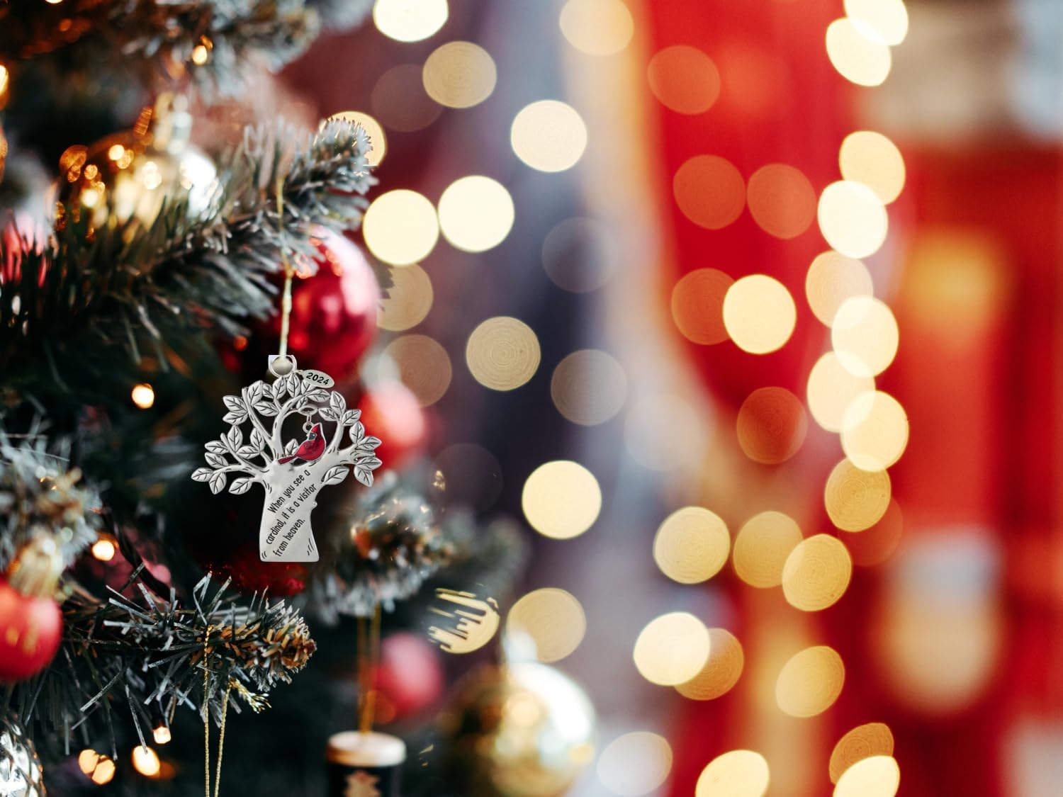 Memorial Ornament with Cardinal Symbol - Sympathy Gift for Men or Women 1