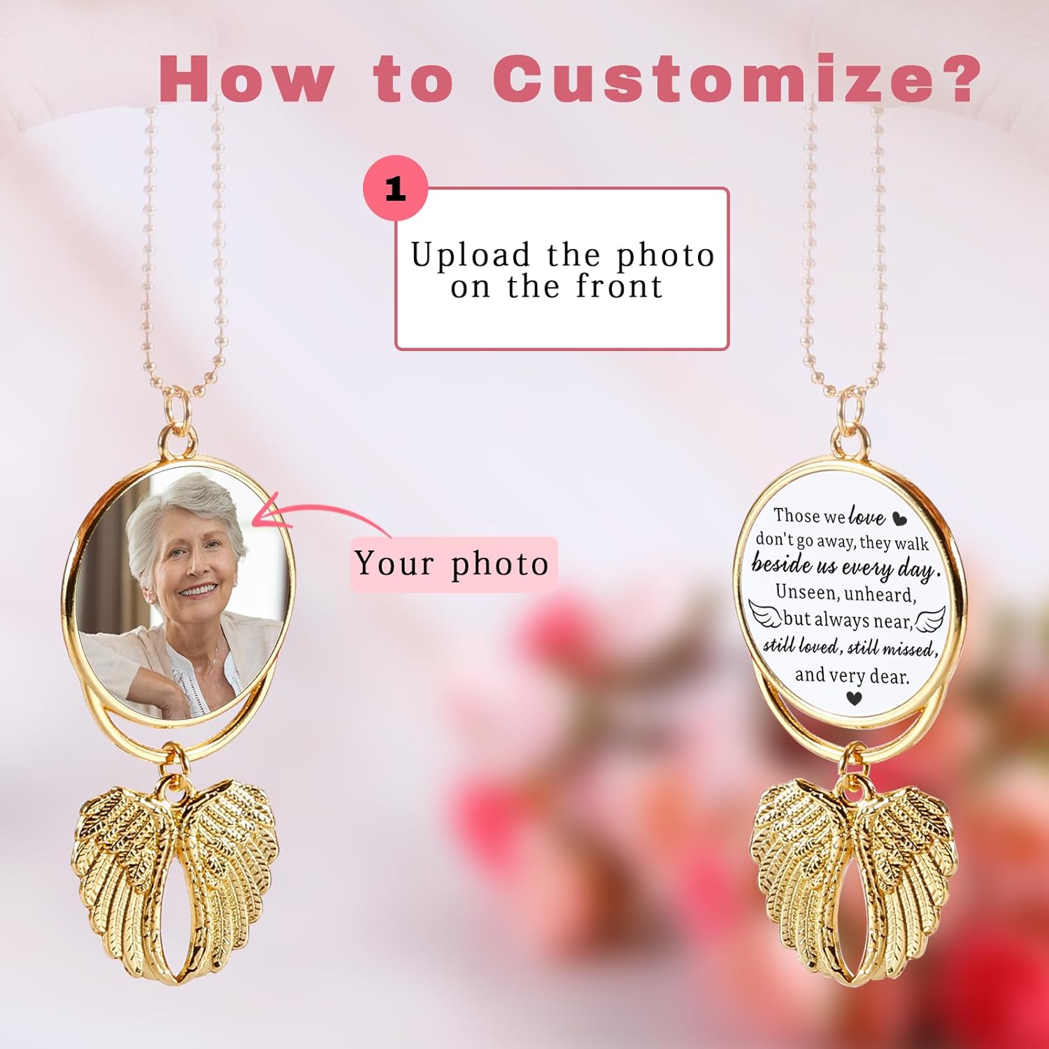 Custom Double Side Photo Car View Mirror Pendant for Memorial Gifts