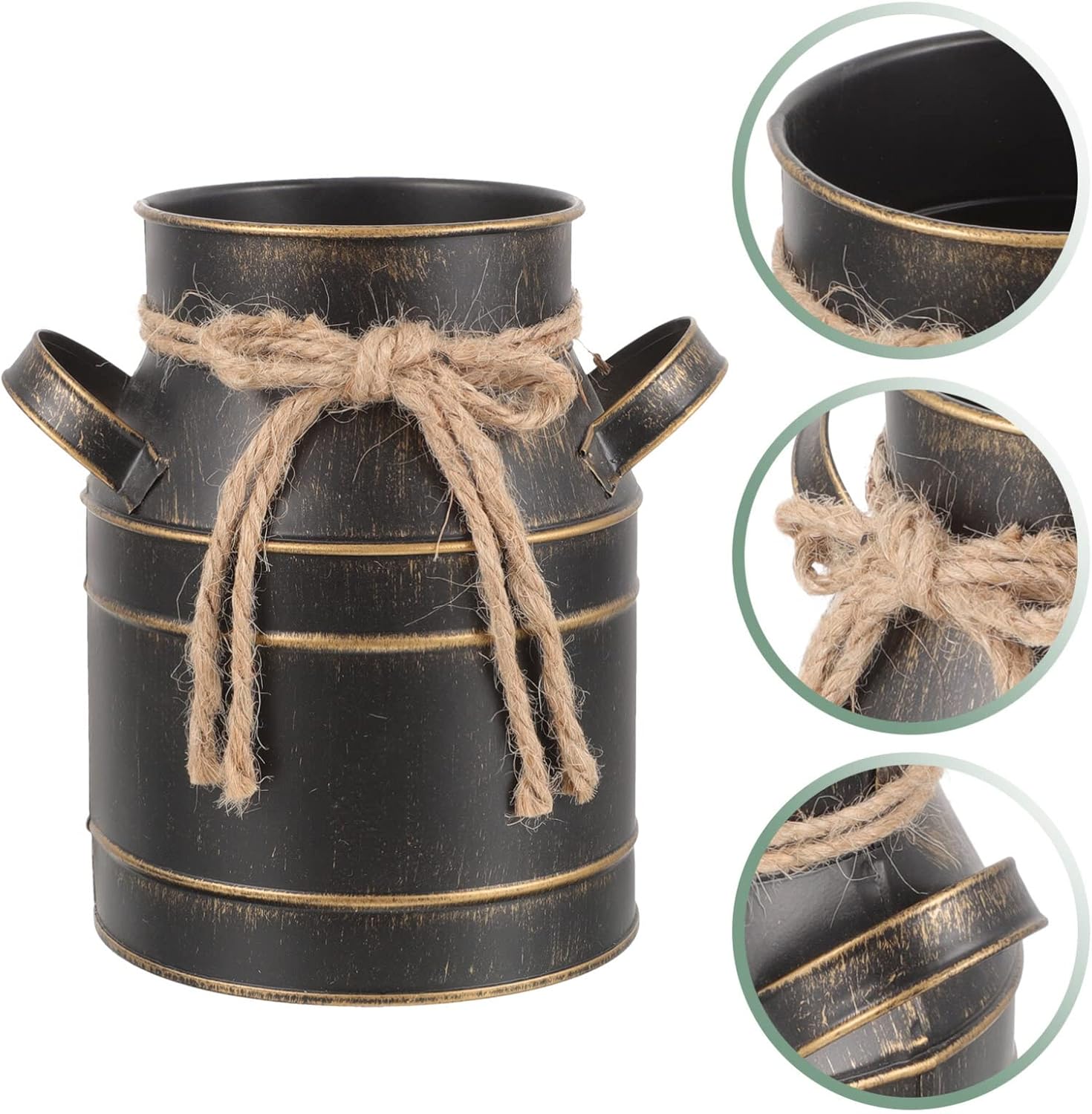 Retro Iron Bucket Vase - Black 629 X 59 X 433 Inch