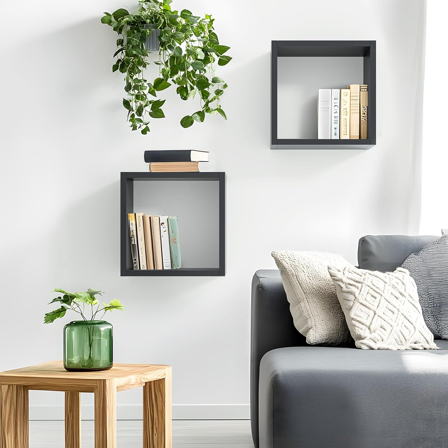 Kaboon Cube Shelves Set 2 Black Wall Mount