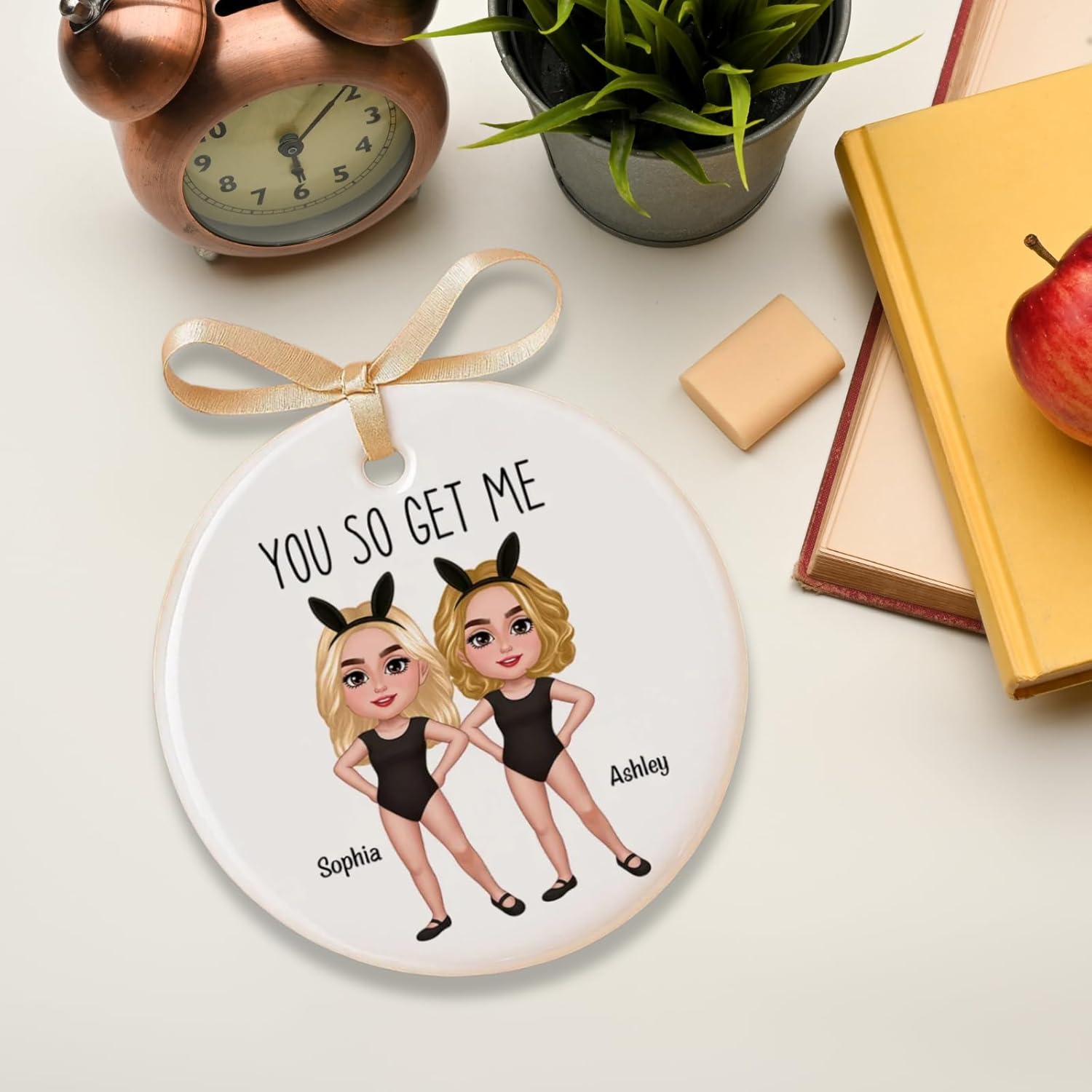 You So Get Me Besties Sisters Bunny Ears Ceramic Ornament