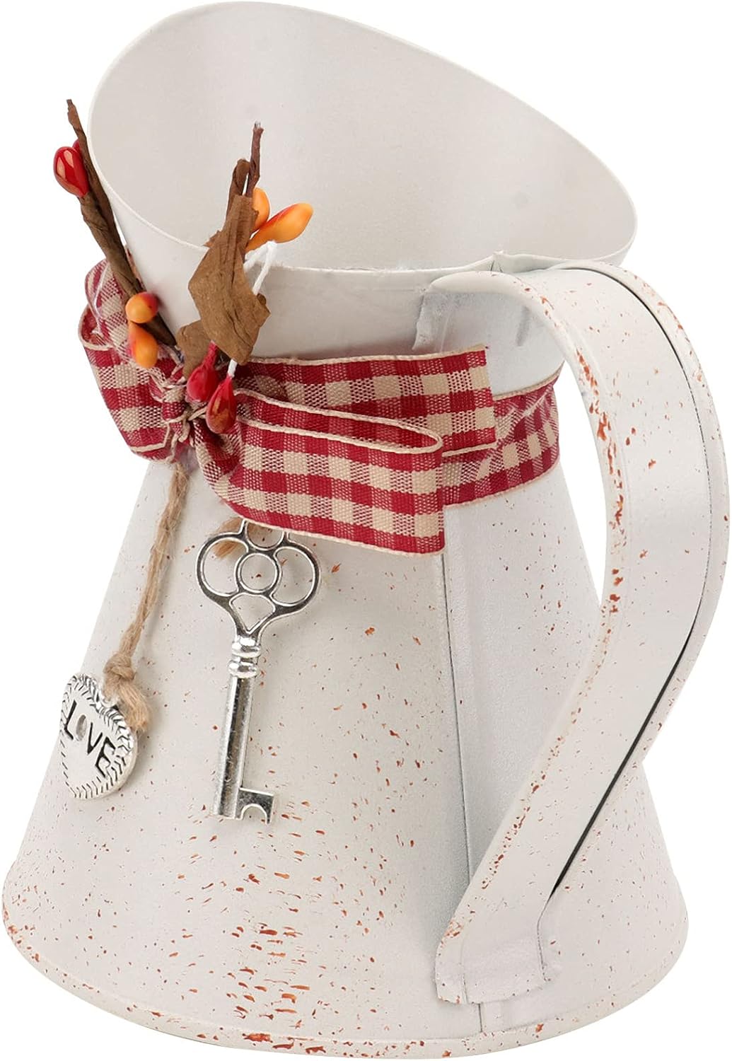 Farmhouse Style Iron Flower Vase with Handle