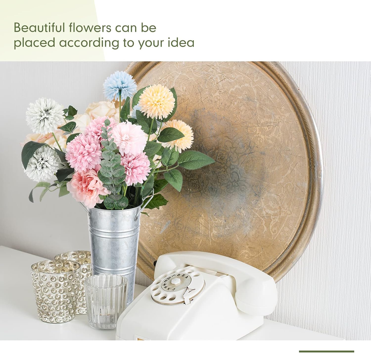 Chumia 12 Pcs Galvanized Flower Bucket Set Matte Silver