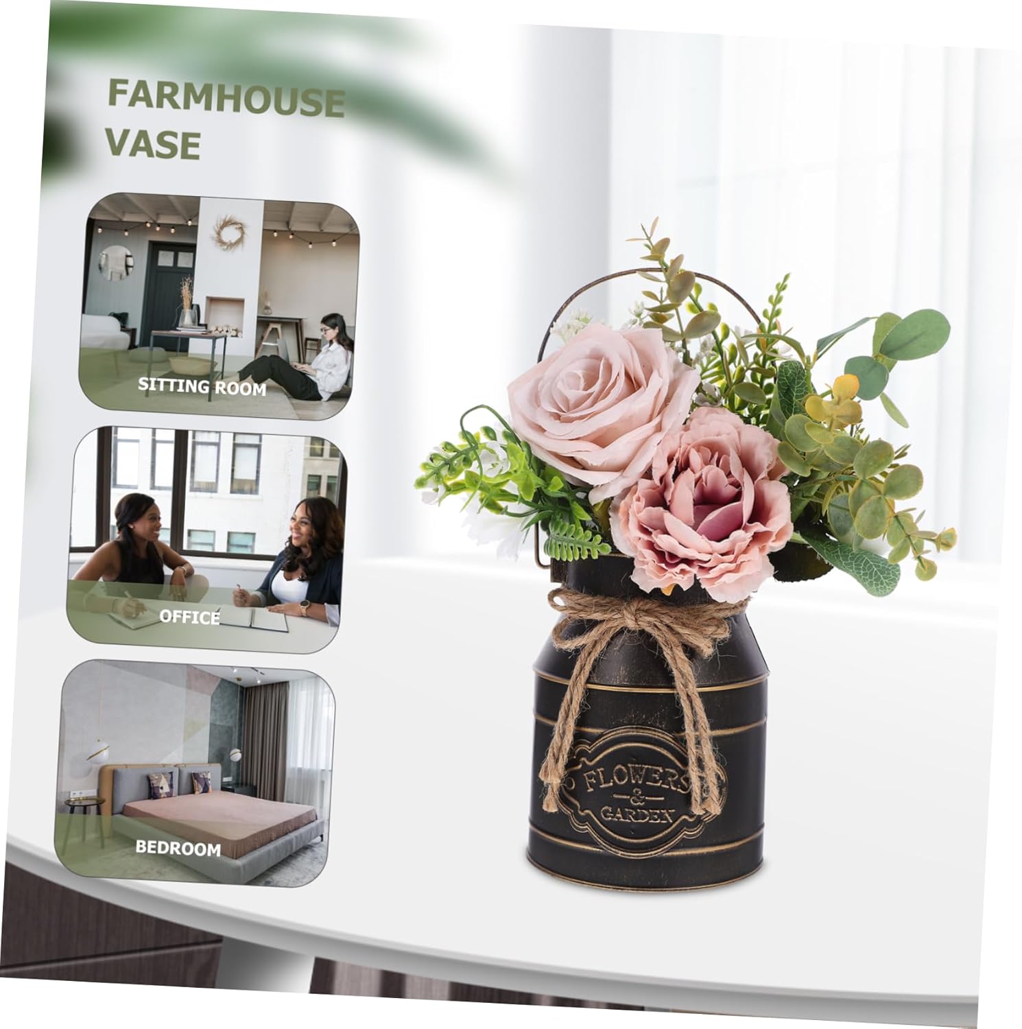 Vintage Iron Flower Display Bucket for Decor