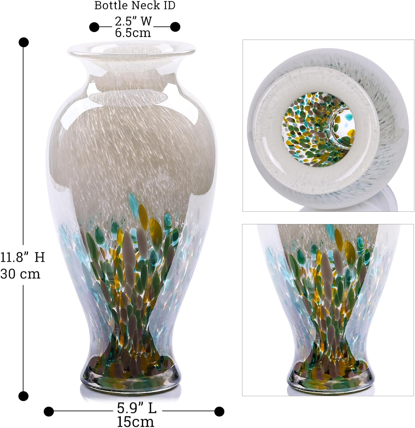 118 Tall Green Blown Glass Vase with Unique Design