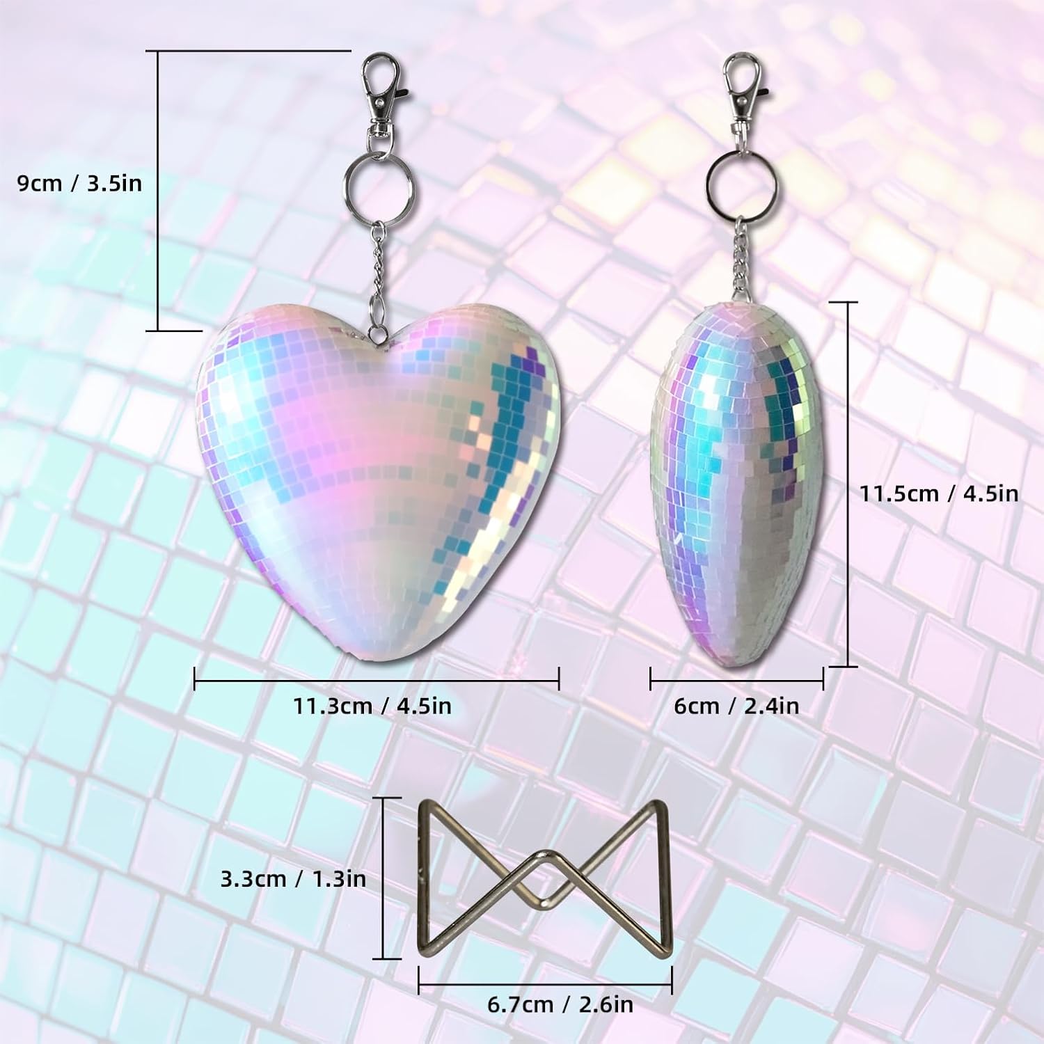 2 Pack Heart-Shaped Mirror Disco Ball Decor