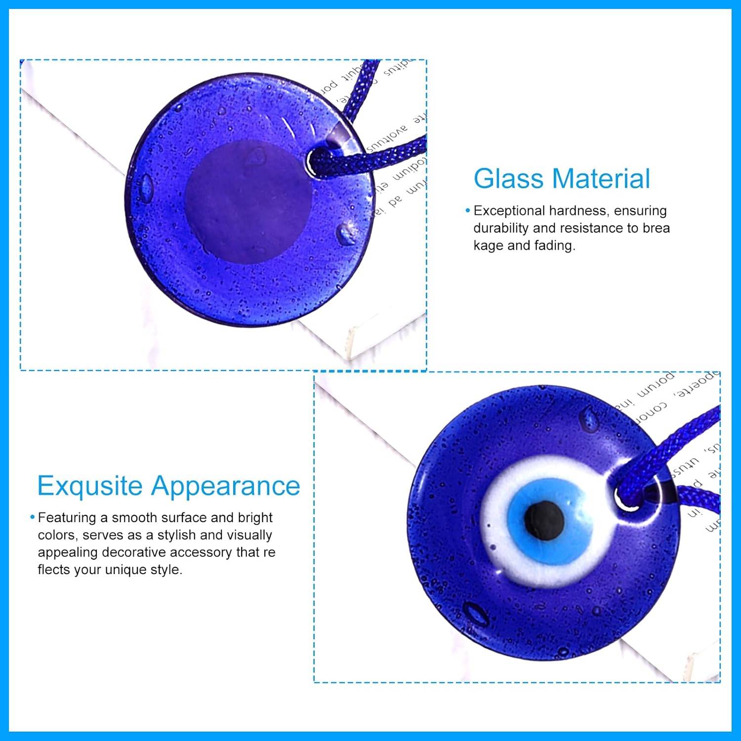 PATIKIL Evil Eye Glass Keychain Blue 30mm Hanging Charm