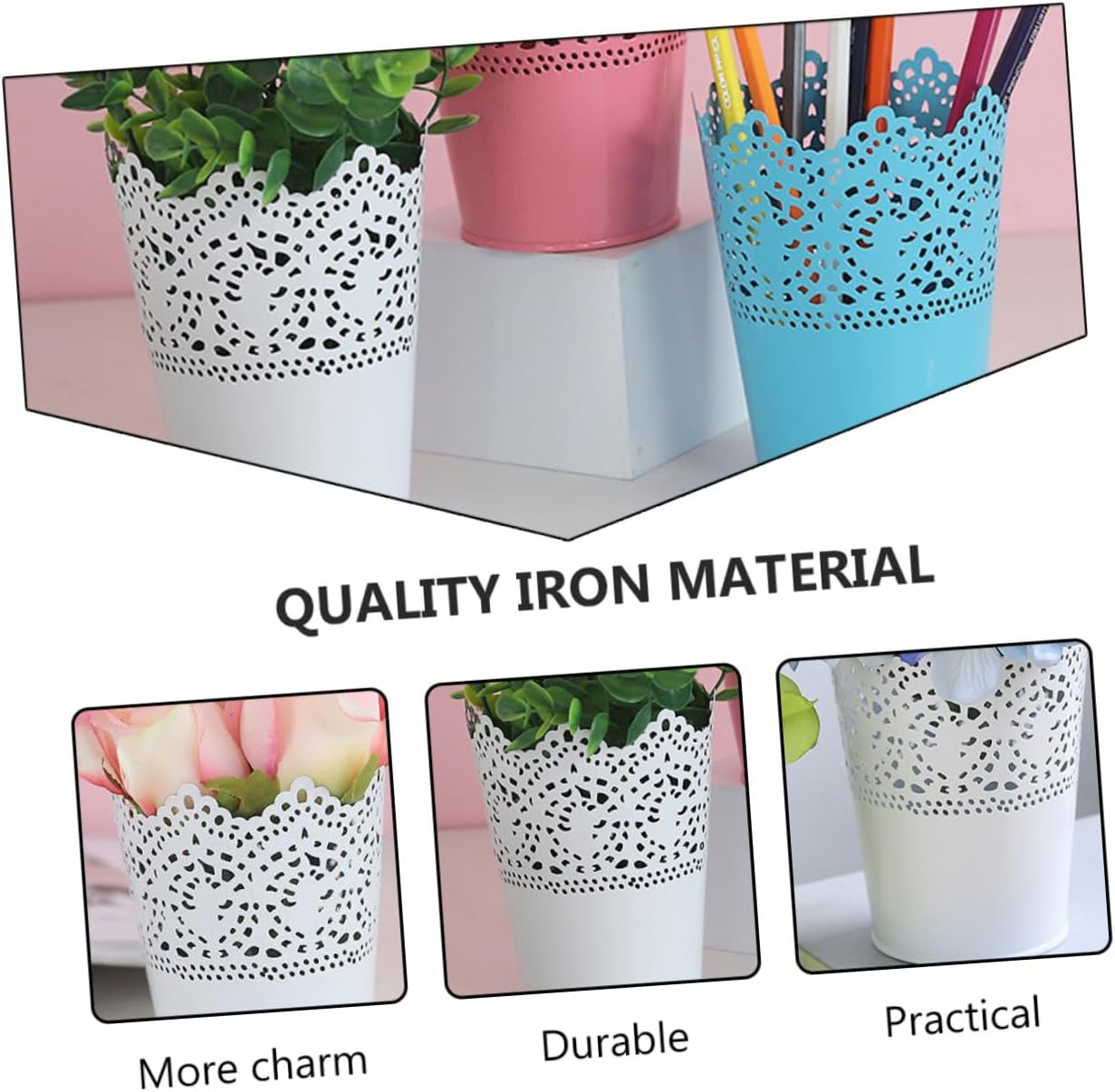 2pcs Elegant Iron Flower Vase for Home Decor and Wedding Centerpieces