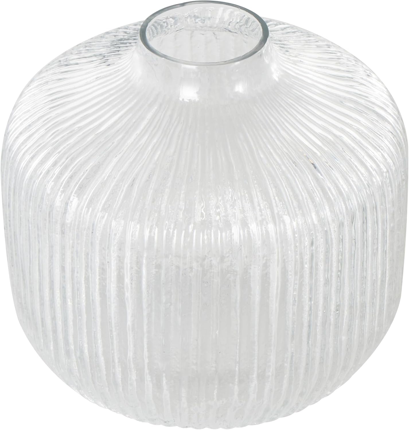 Deco 79 Clear Glass Round Ribbed Vase 8x8x8