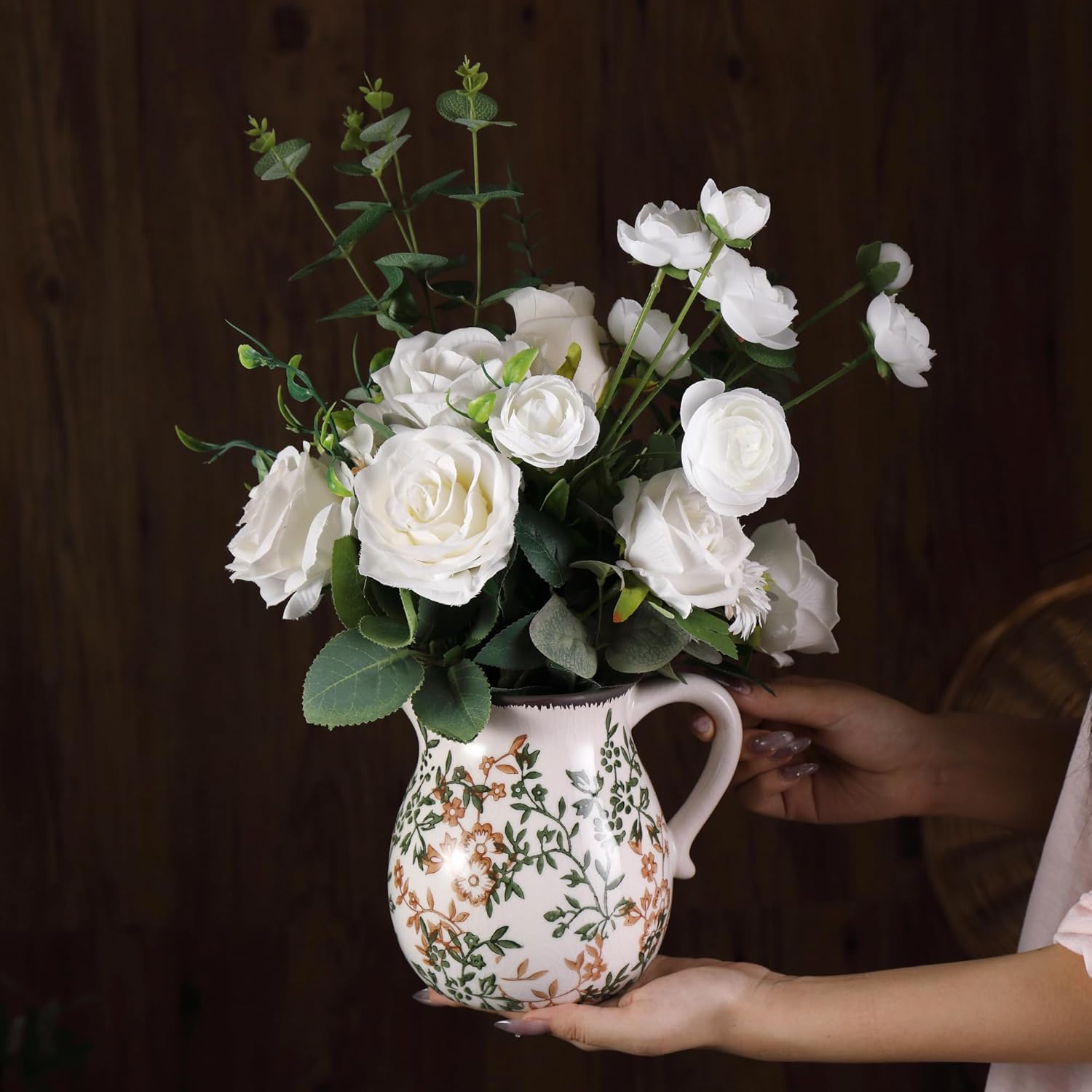 Vintage Ceramic Vase with Handle 63 Inch