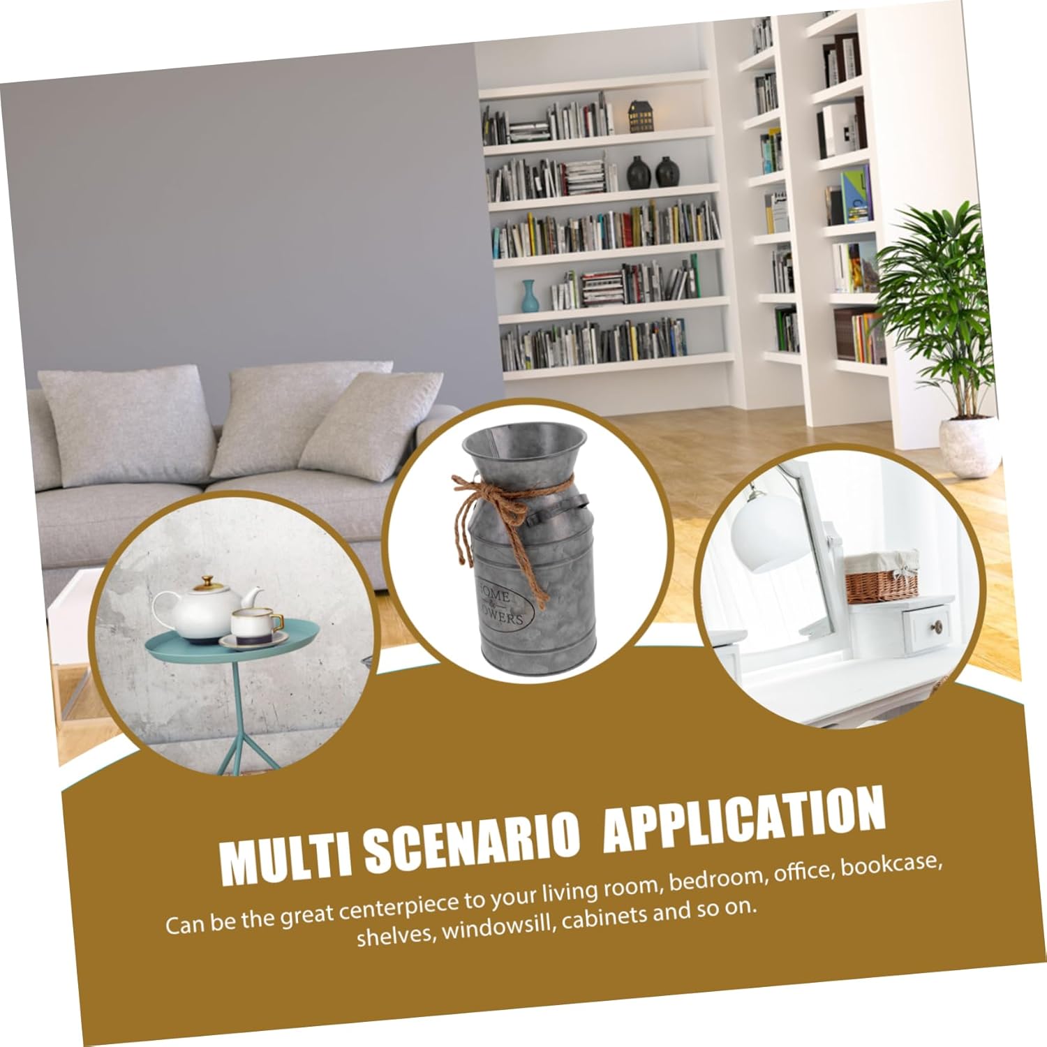 VICASKY Iron Flower Jug Vintage Pitcher Vase Silver