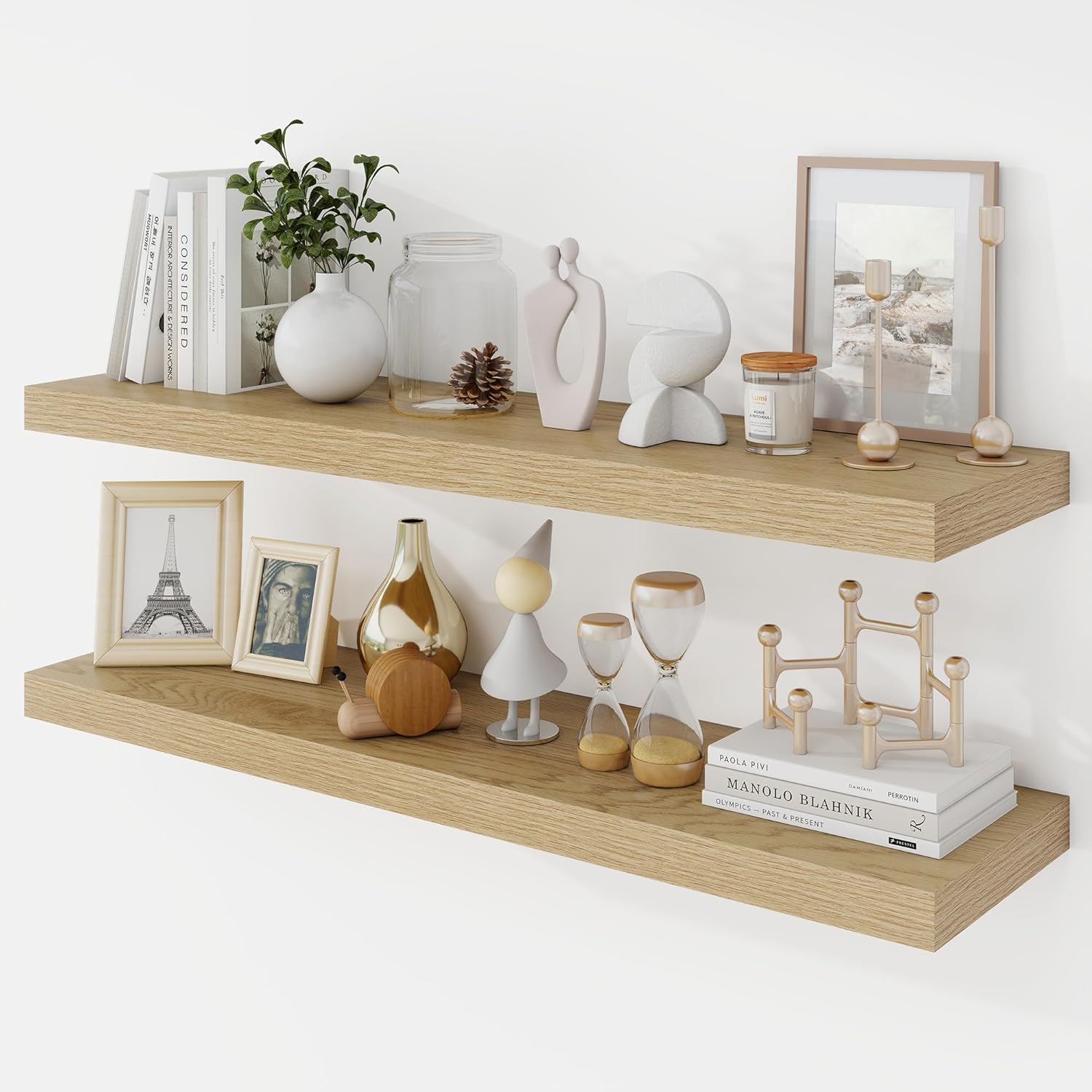 36 Inch Floating Shelves Set of 2 Rustic Deep Bookshelf for Living Room Bedroom