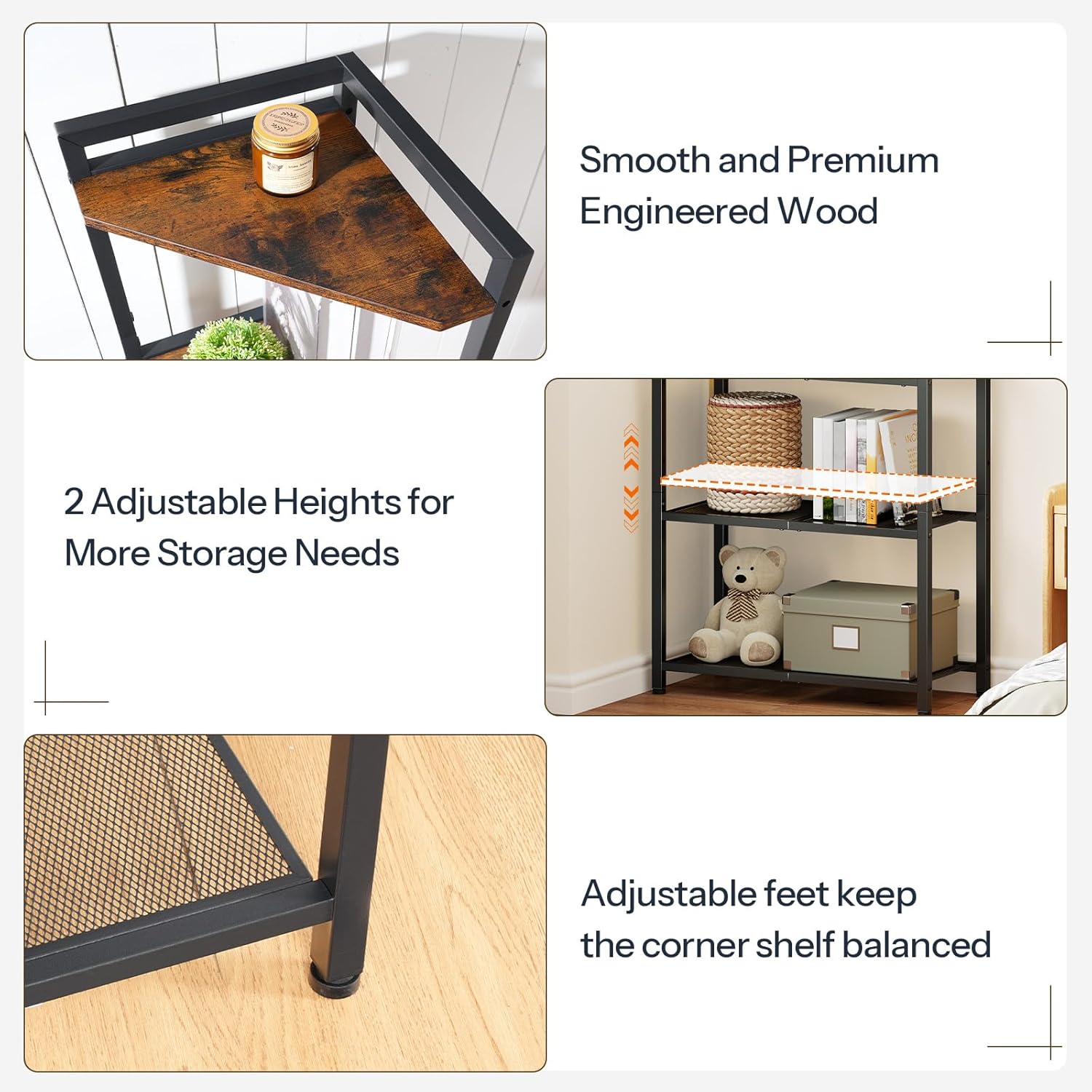 HOOBRO 5-Tier Corner Shelf with LED Light